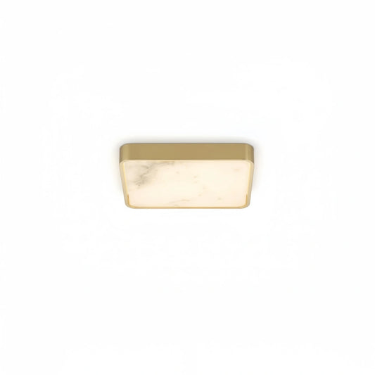 Excelis Luxury Square Alabaster Ceiling Light – Solid Brass Brushed Gold for Bedroom