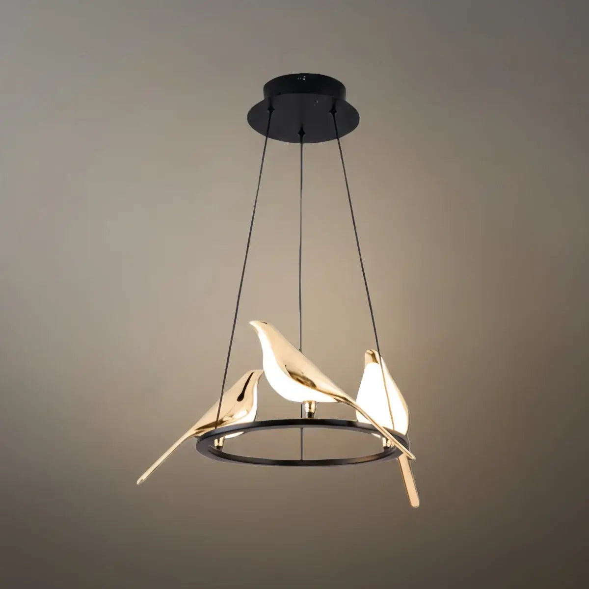 Modern Bird Chandelier – Gold Acrylic Magpie Design_