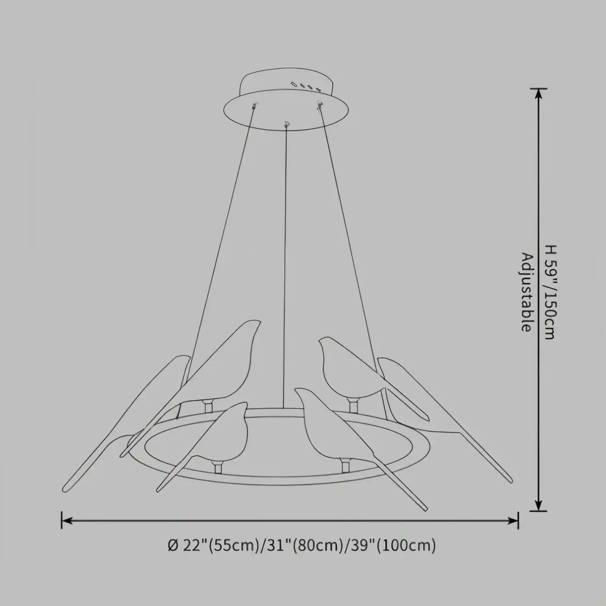 Modern Bird Chandelier – Gold Acrylic Magpie Design_