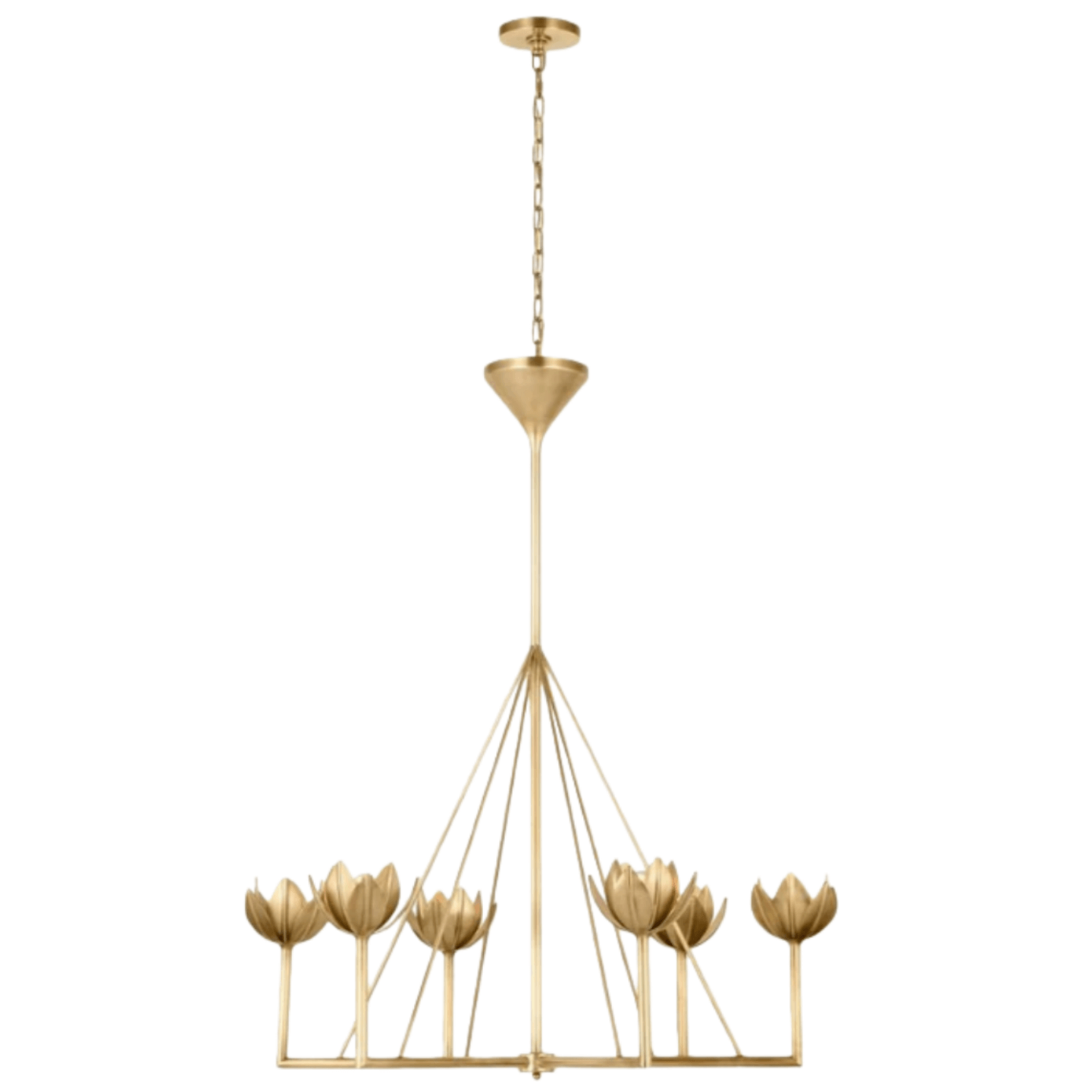 Modern Lotus Chandelier — Curved Petal Shades & Brass Frame