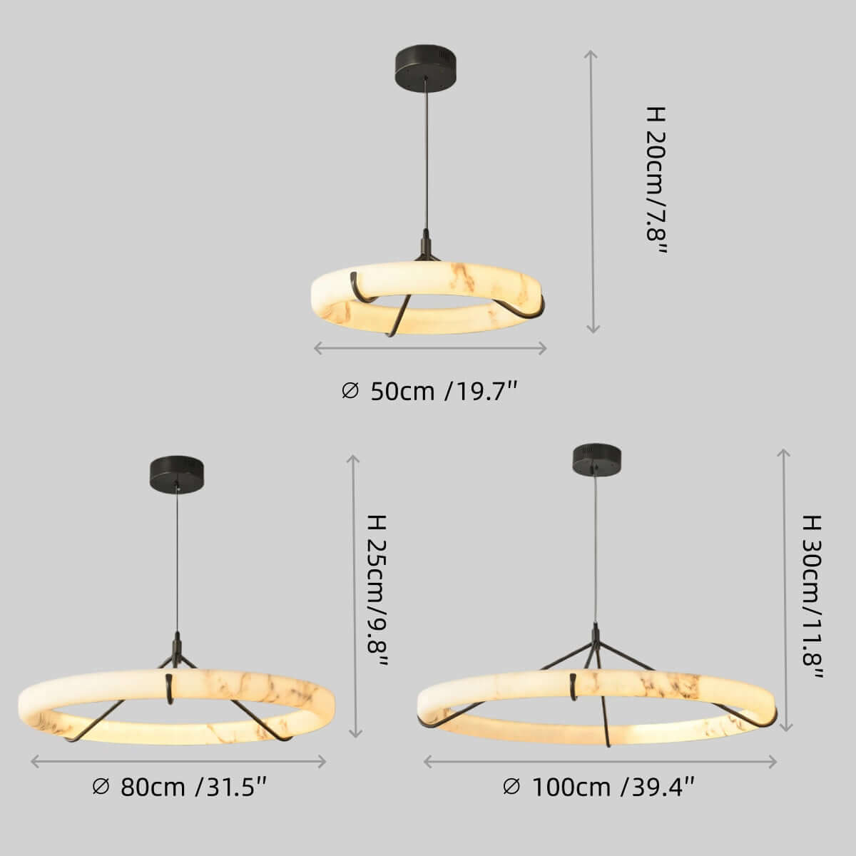 Modern Alabaster Ring Pendant Lamp