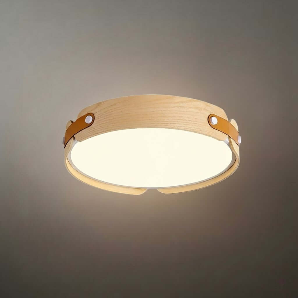 Wabi-Sabi Wood Ceiling Light – Modern LED Flush Mount Lamp