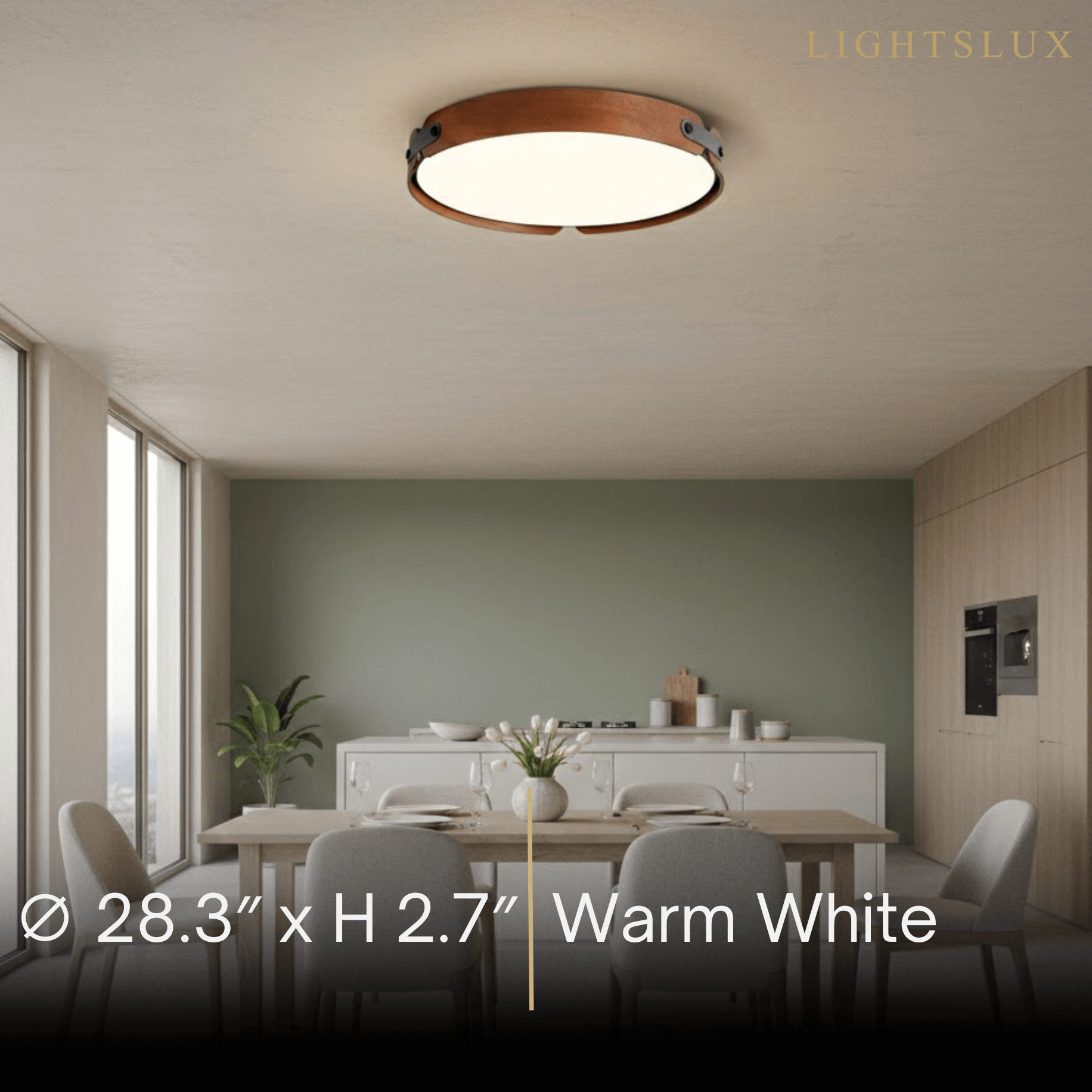 Wabi-Sabi Wood Ceiling Light – Modern LED Flush Mount Lamp