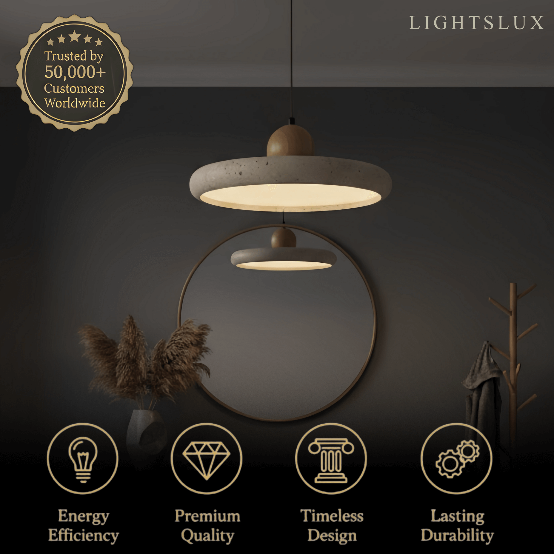 STRATA Modern Pendant Light – Wood and Stone LED