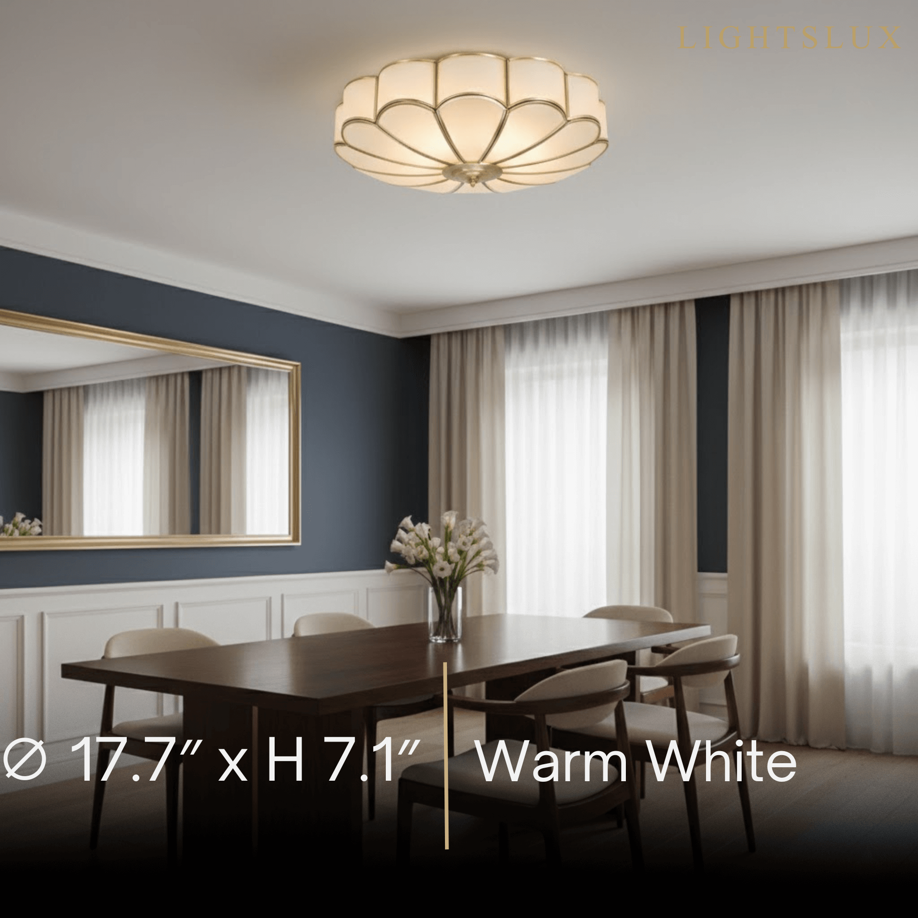 Modern Flower Glass Ceiling Light – Brass Flush Mount Lamp