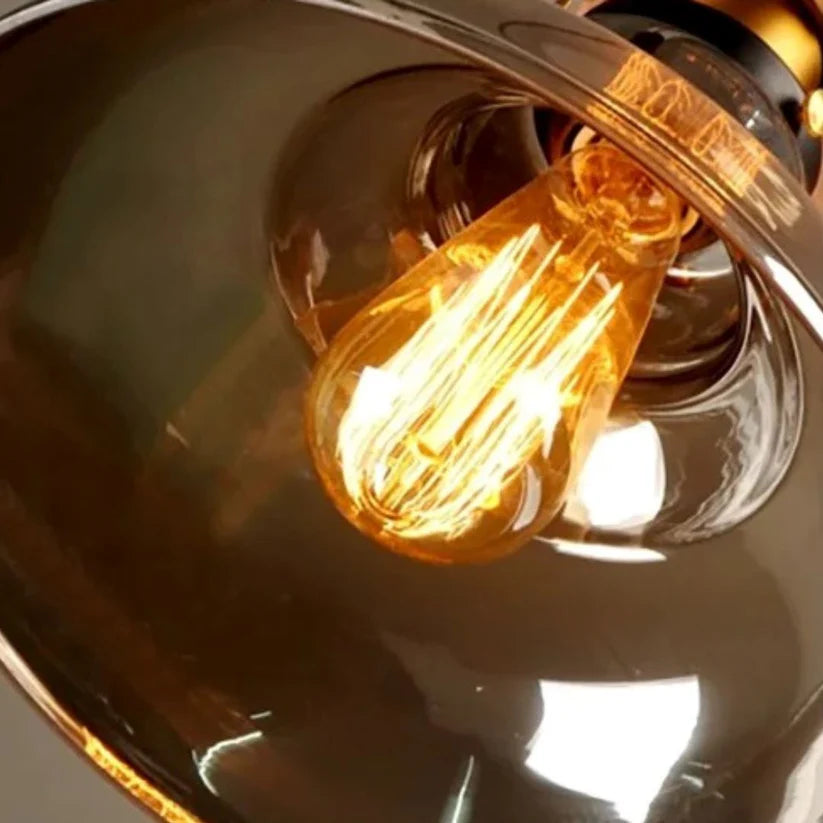 Irondale Industrial Glass Pendant Light – Clear/Amber/Smoke Grey for Dining Room
