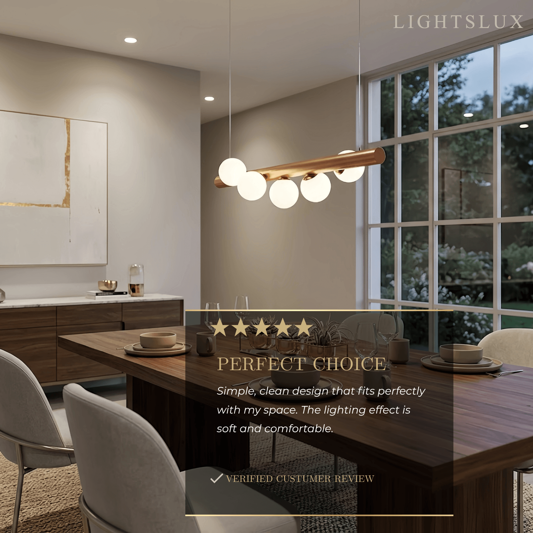 Nebula Modern Linear Pendant Light - Walnut