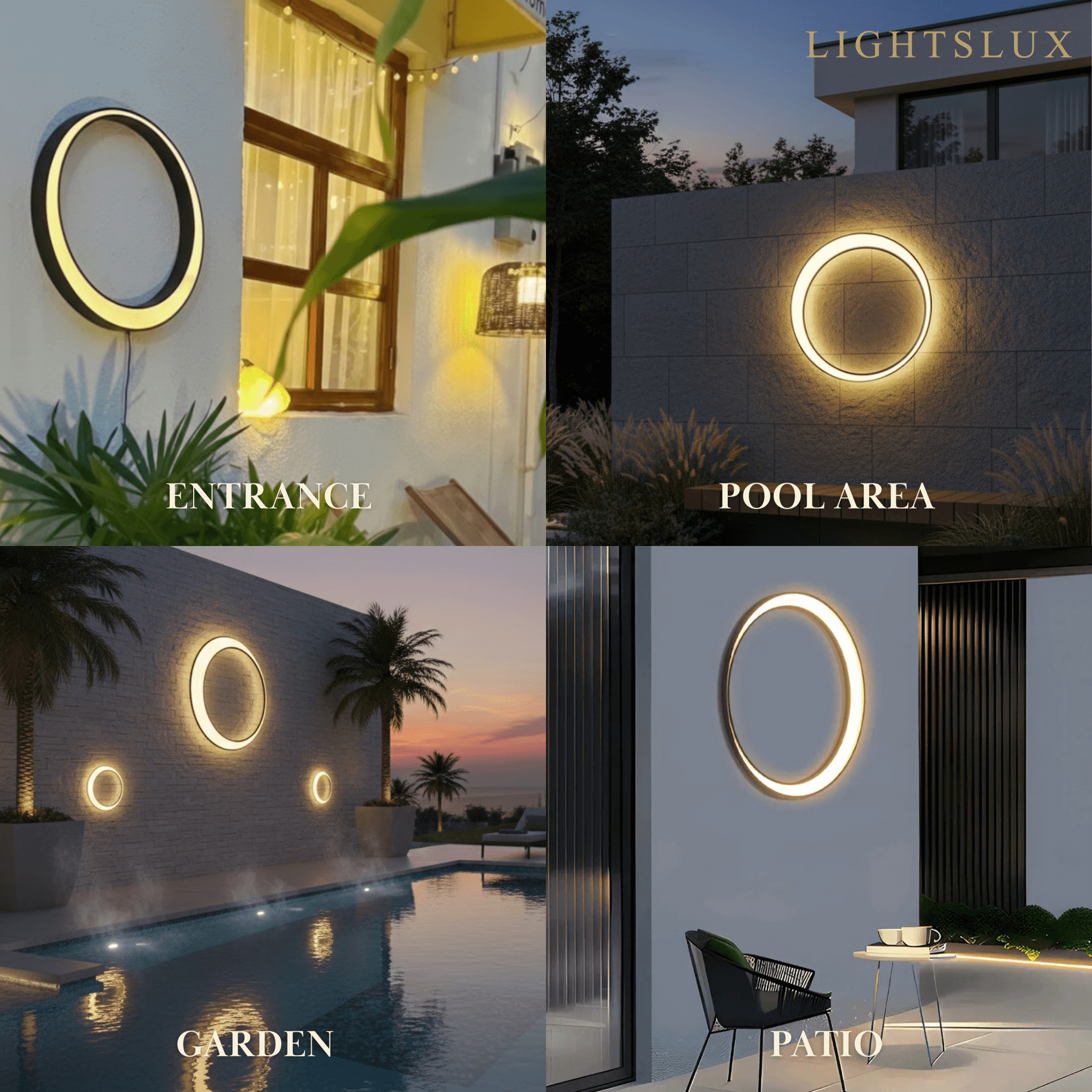 Lunara Art Deco LED Outdoor Wall Lamp with Remote Control for Exterior Spaces