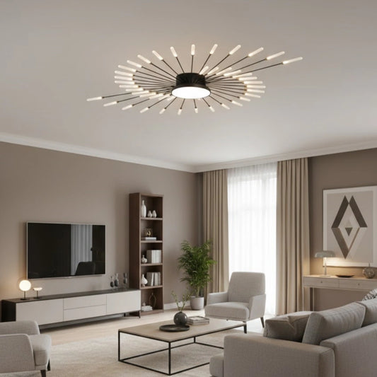 Nebula Modern Firework Ceiling Light – Gold/Black for Bedroom Dining Room Living Room