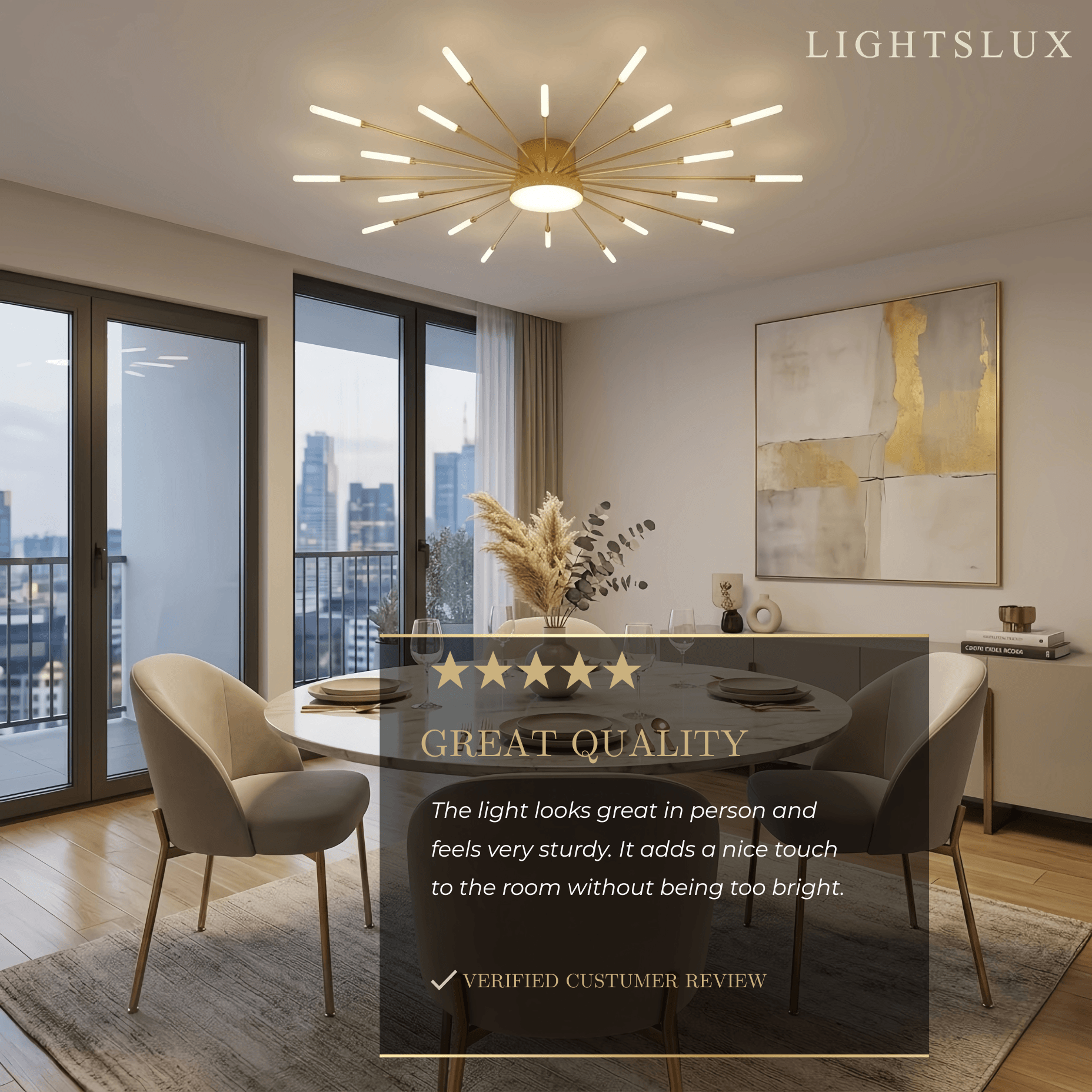 Nebula Modern Firework Ceiling Light – Gold/Black for Bedroom Dining Room Living Room