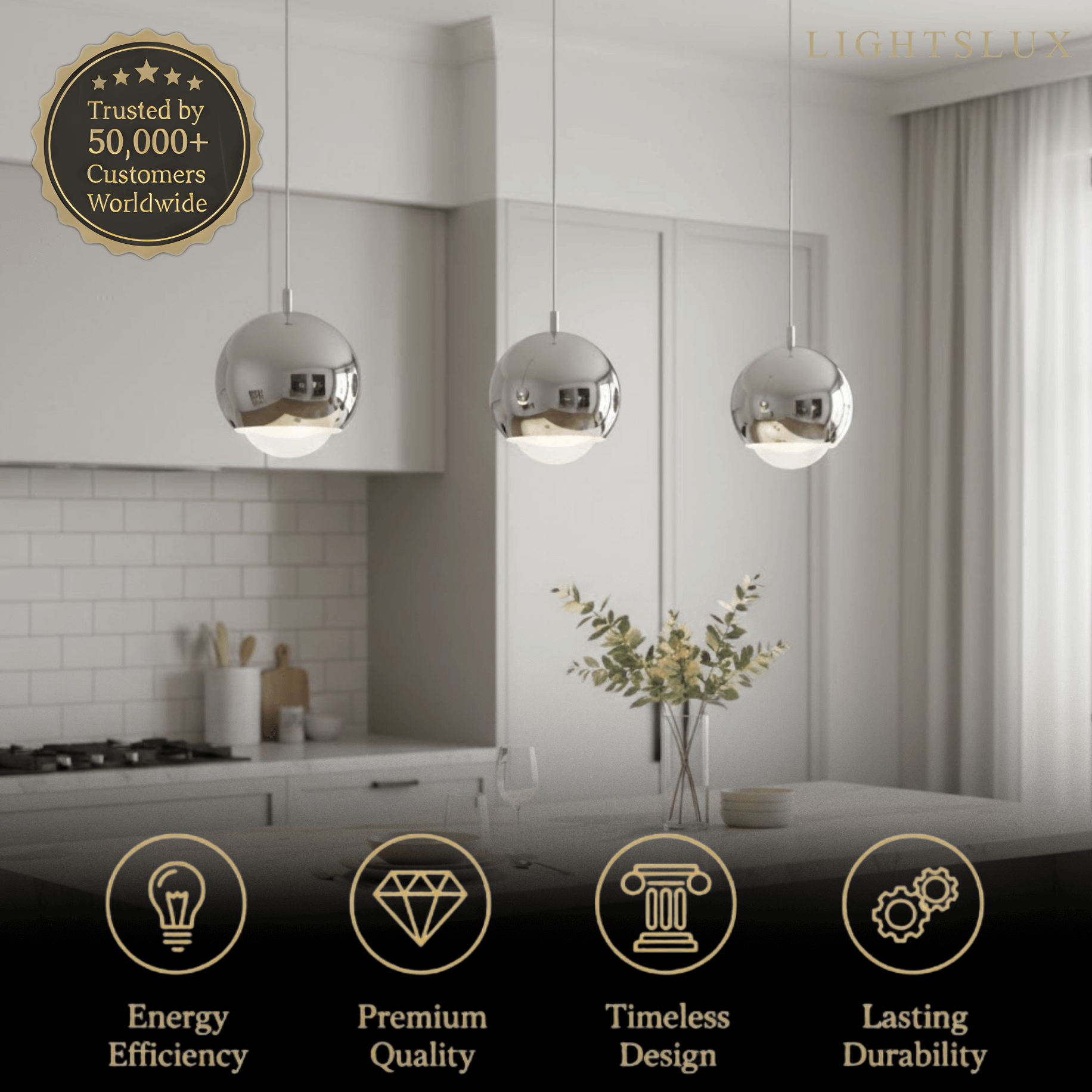 Excelis Modern Ball Pendant Light Gold