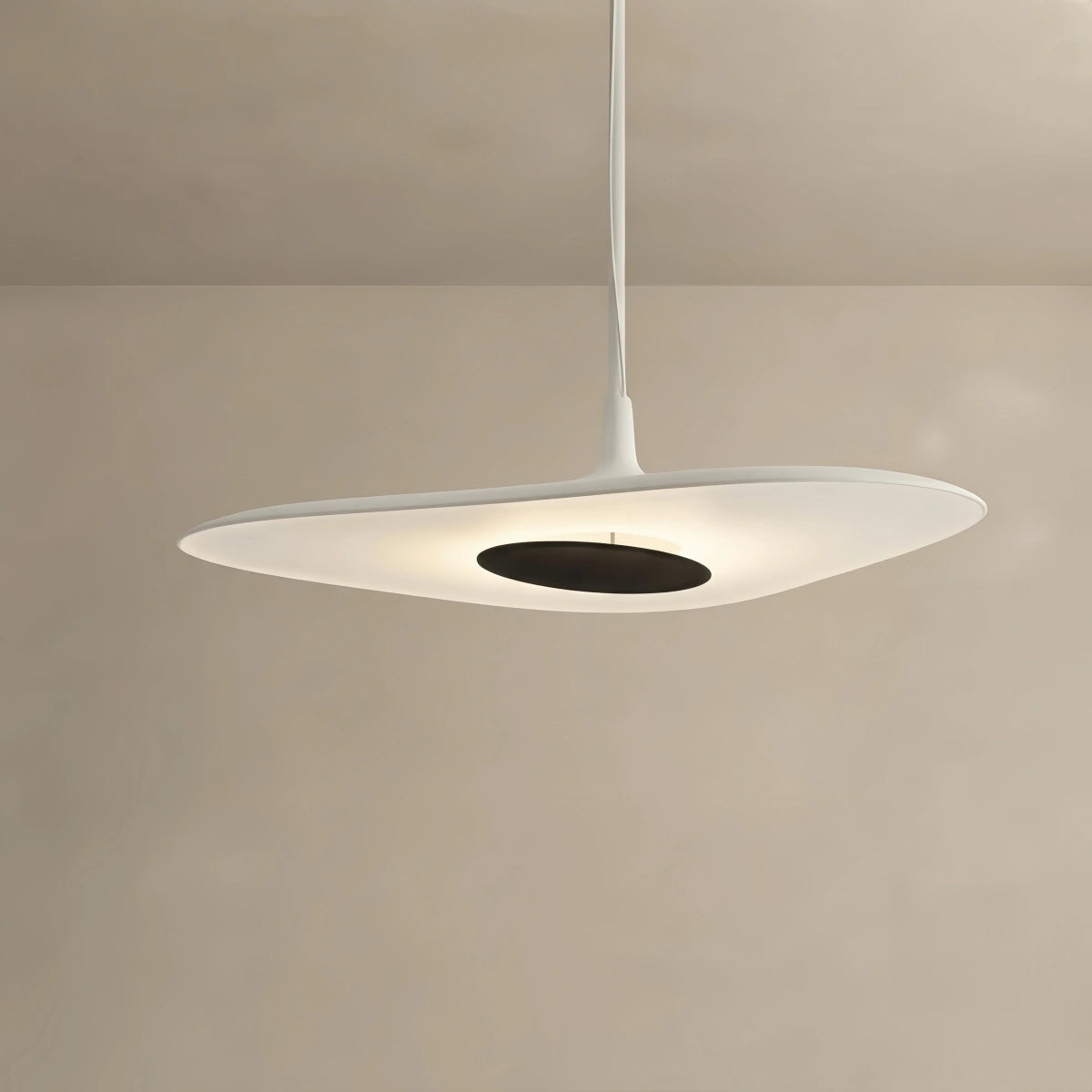 Modern Hooded Pendant Light – White/ Black Resin/Metal Living/Dining Room