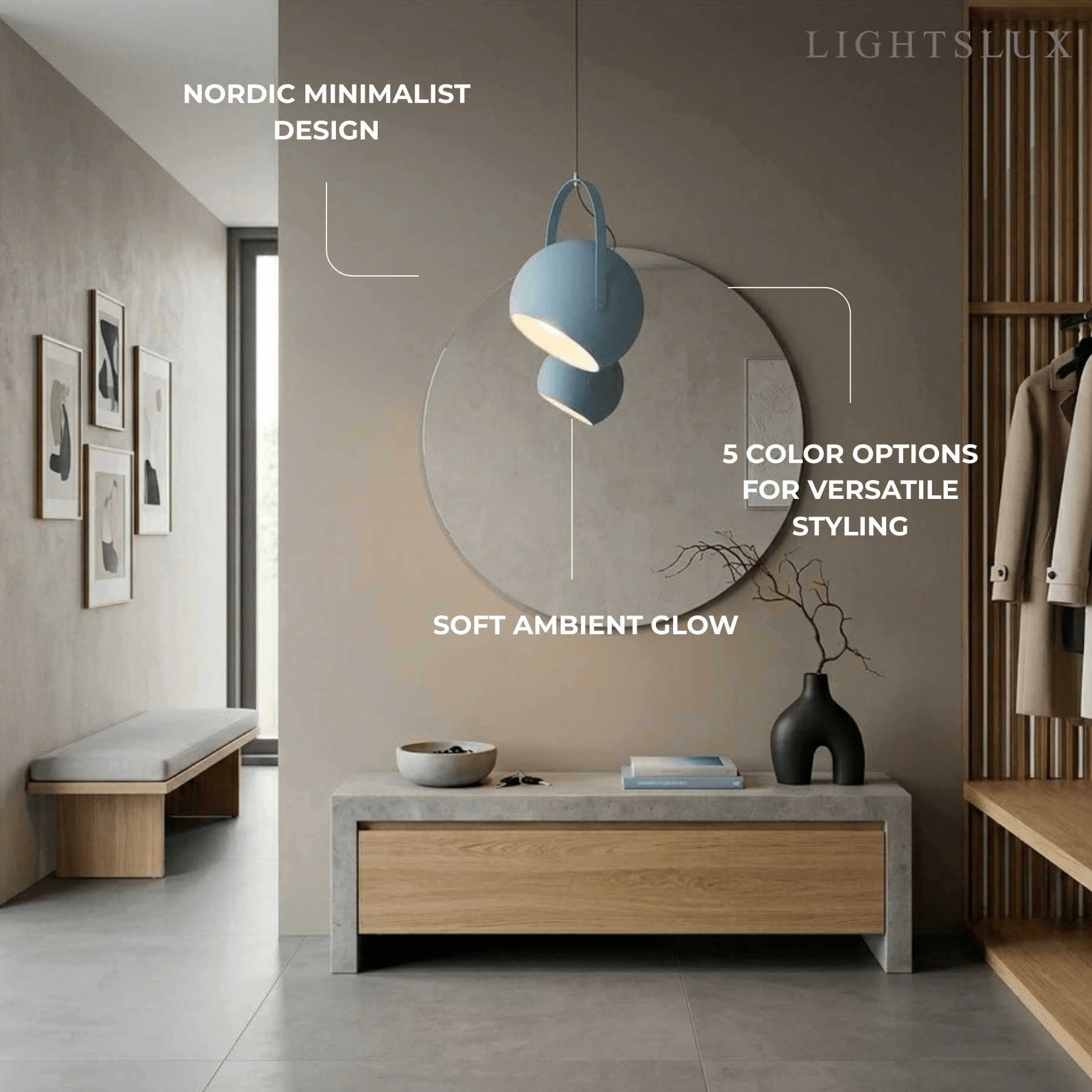 Morandia Nordic Art Deco Pendant Light — 5-Color Metal for Bedroom