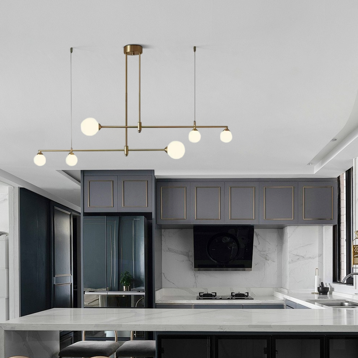 Modern Glass Bubble Chandelier for Kitchen Island