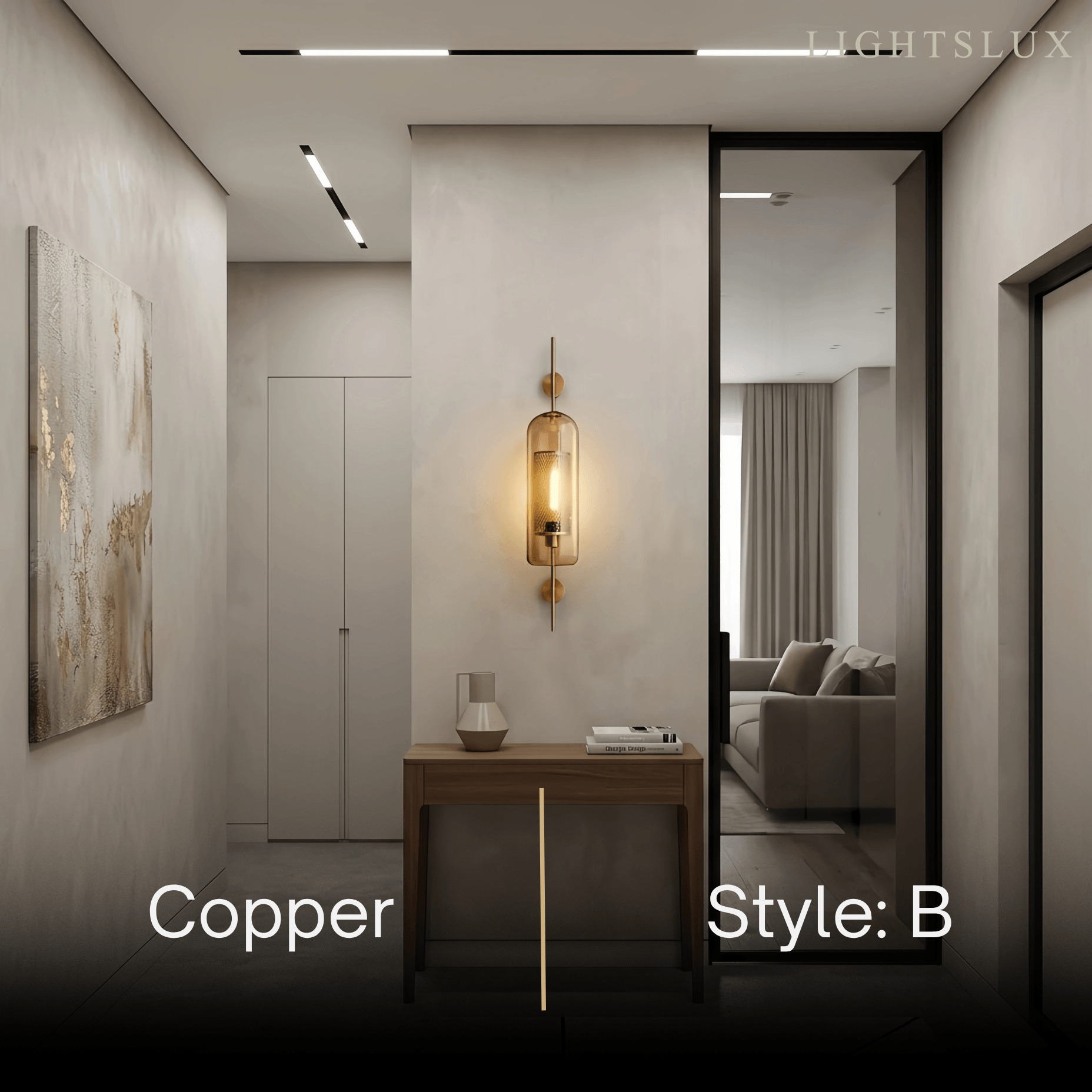 Vetro Royal Glass/Copper Wall Lamp