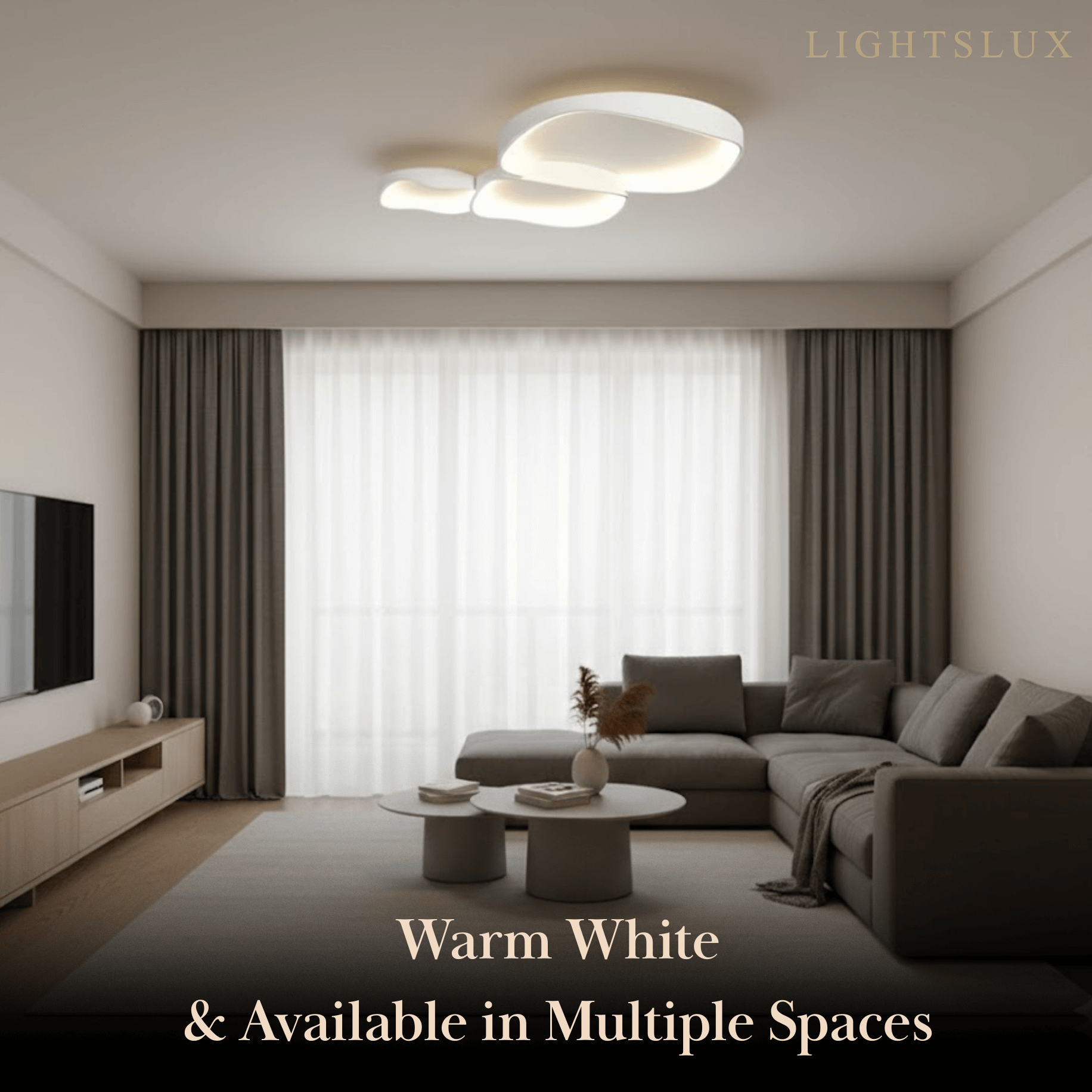 White LED Flush Mount Ceiling Light – Metal /Acrylic for Living Room