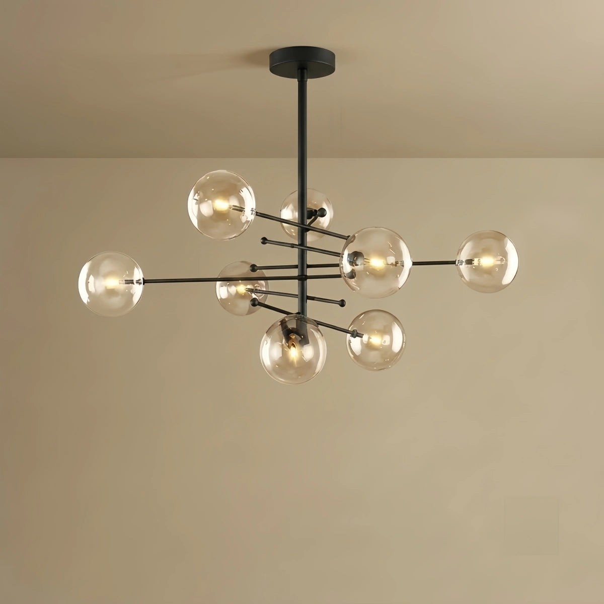 Nebula Royal Branch Glass Chandelier – Luxury Black/Gold Metal for Dining Room