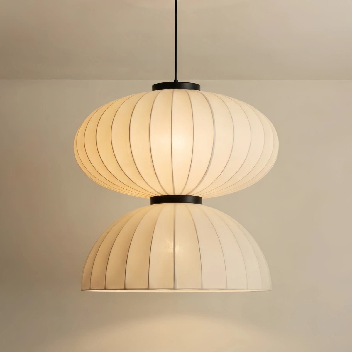 LZ436Zenno Modern Pendant Light — White Artificial Silk & Metal with 3-Color LED Dining Room