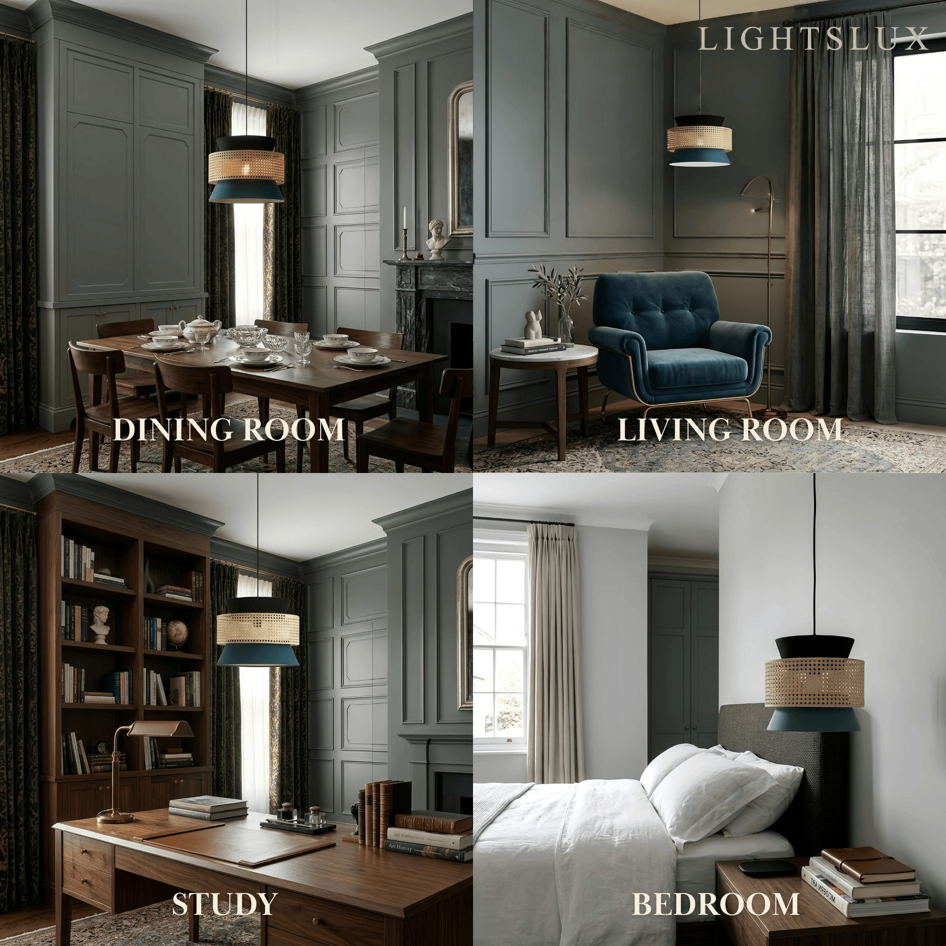 Hooded Pendant Light — Black Metal for Dining Room