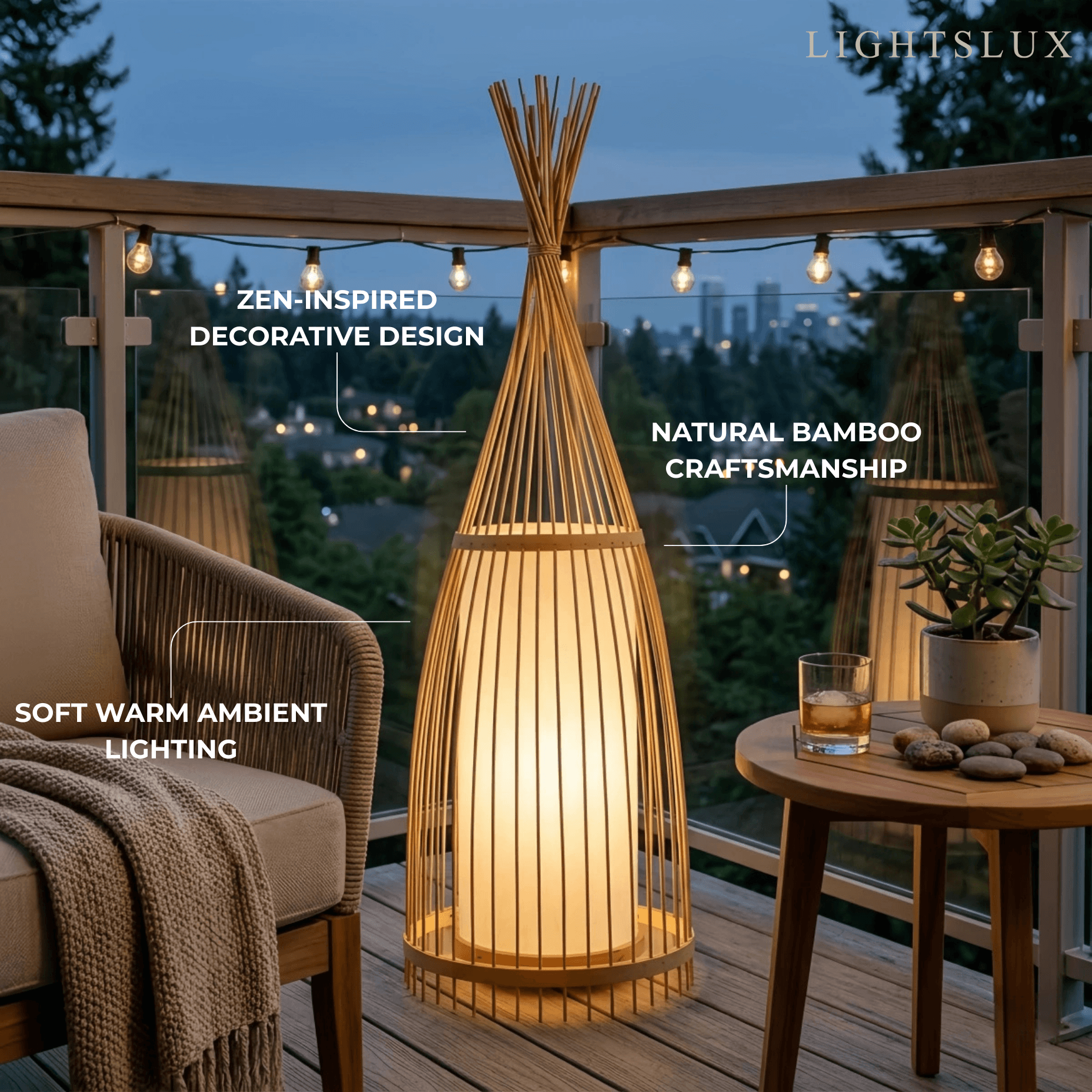 Zenno Designer Bamboo Floor Lamp