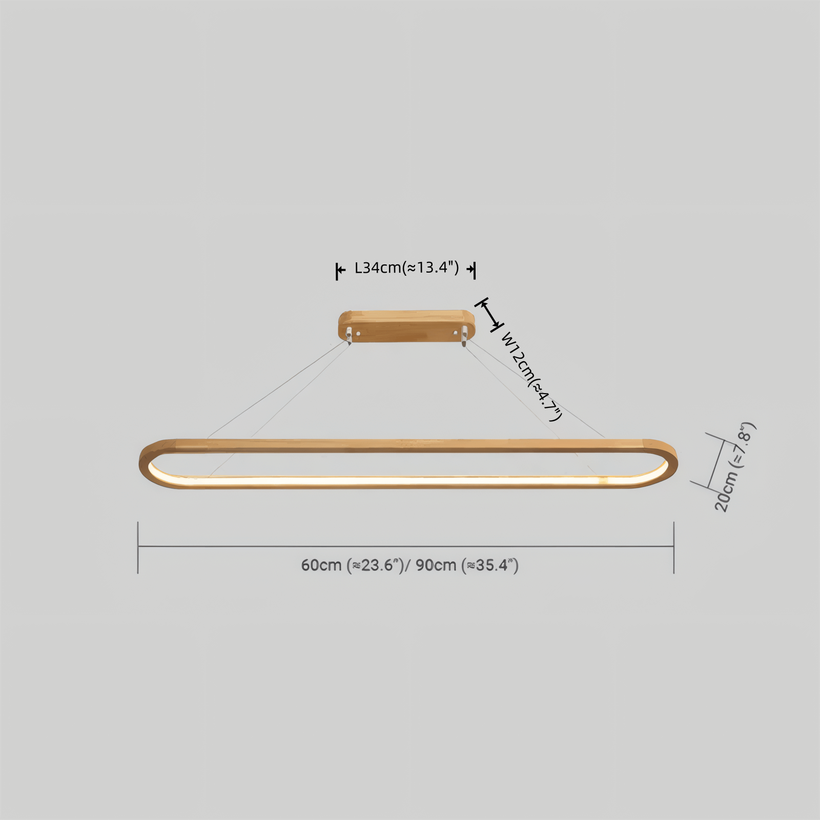 Zenno Minimalist Wooden Pendant Light - Oval LED Design for Living/Dining Room