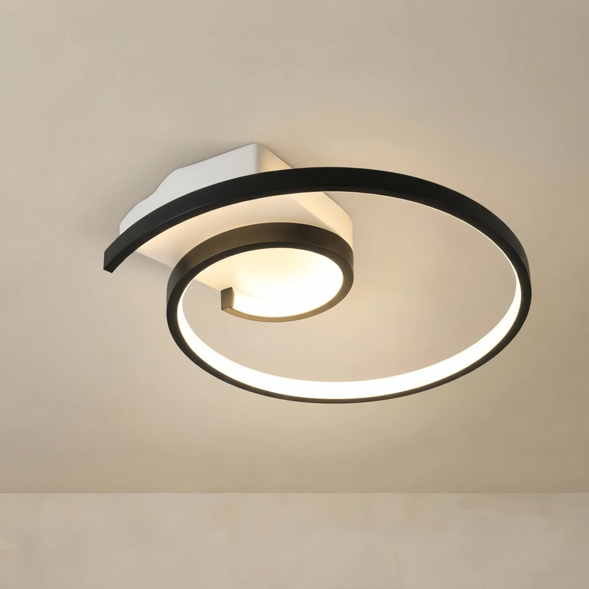 LZ754Arcato Spiral Ceiling Light - Modern Black-White/White Metal for Dining & Bedroom