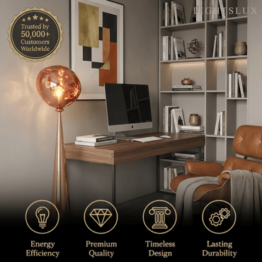 Contemporary Floor Lamp – Distorted Spherical Metal & Acrylic