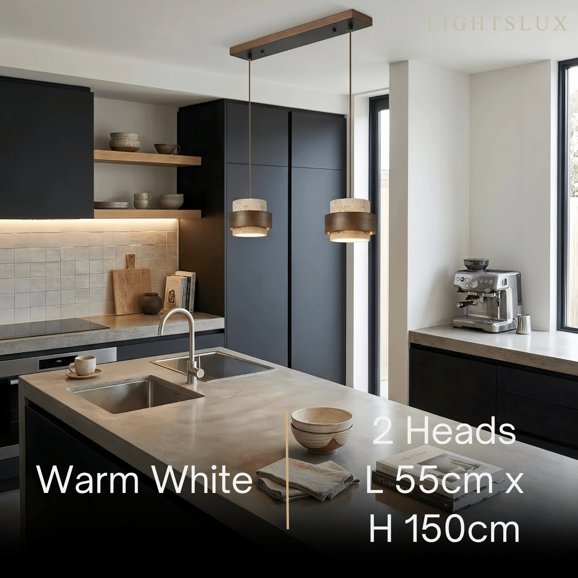 Strata Modern Travertine Pendant Light