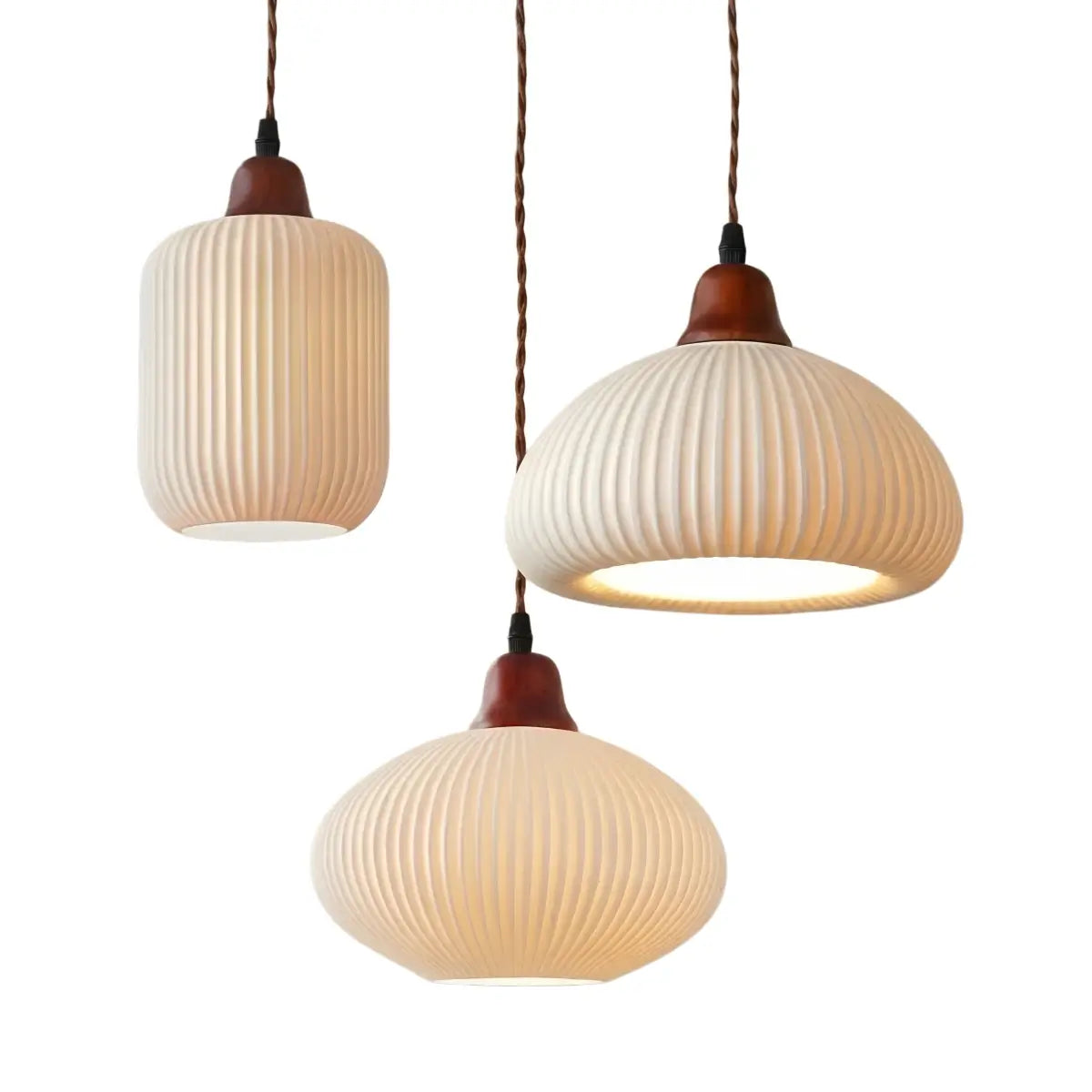 Contemporary Dome Pendant Light – Metal & Ceramic White