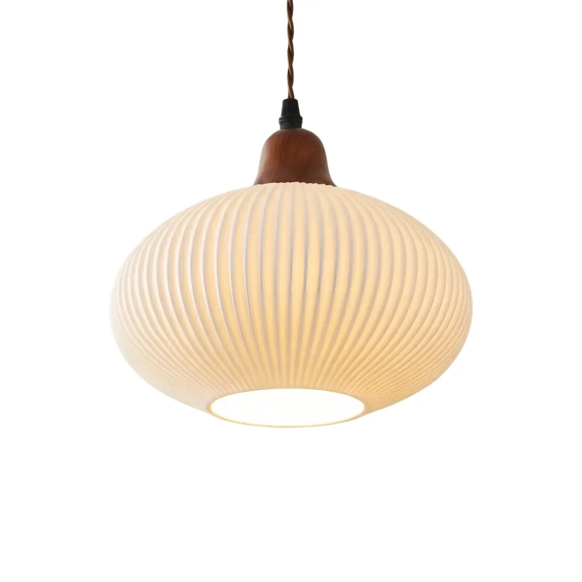 Contemporary Dome Pendant Light – Metal & Ceramic White