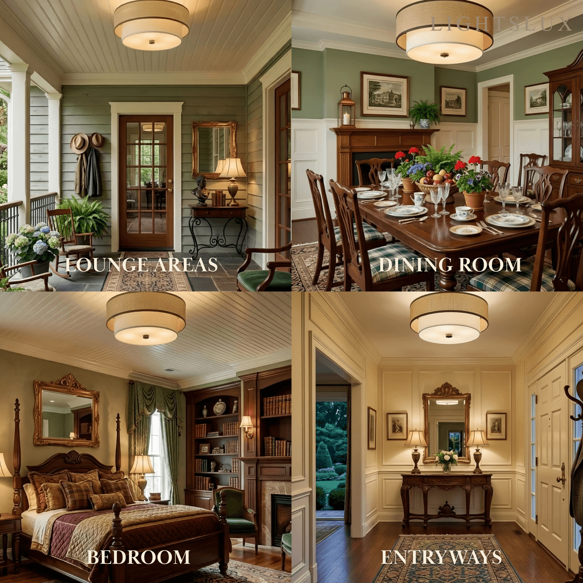 Vivara Natural Rattan & Fabric Ceiling Light