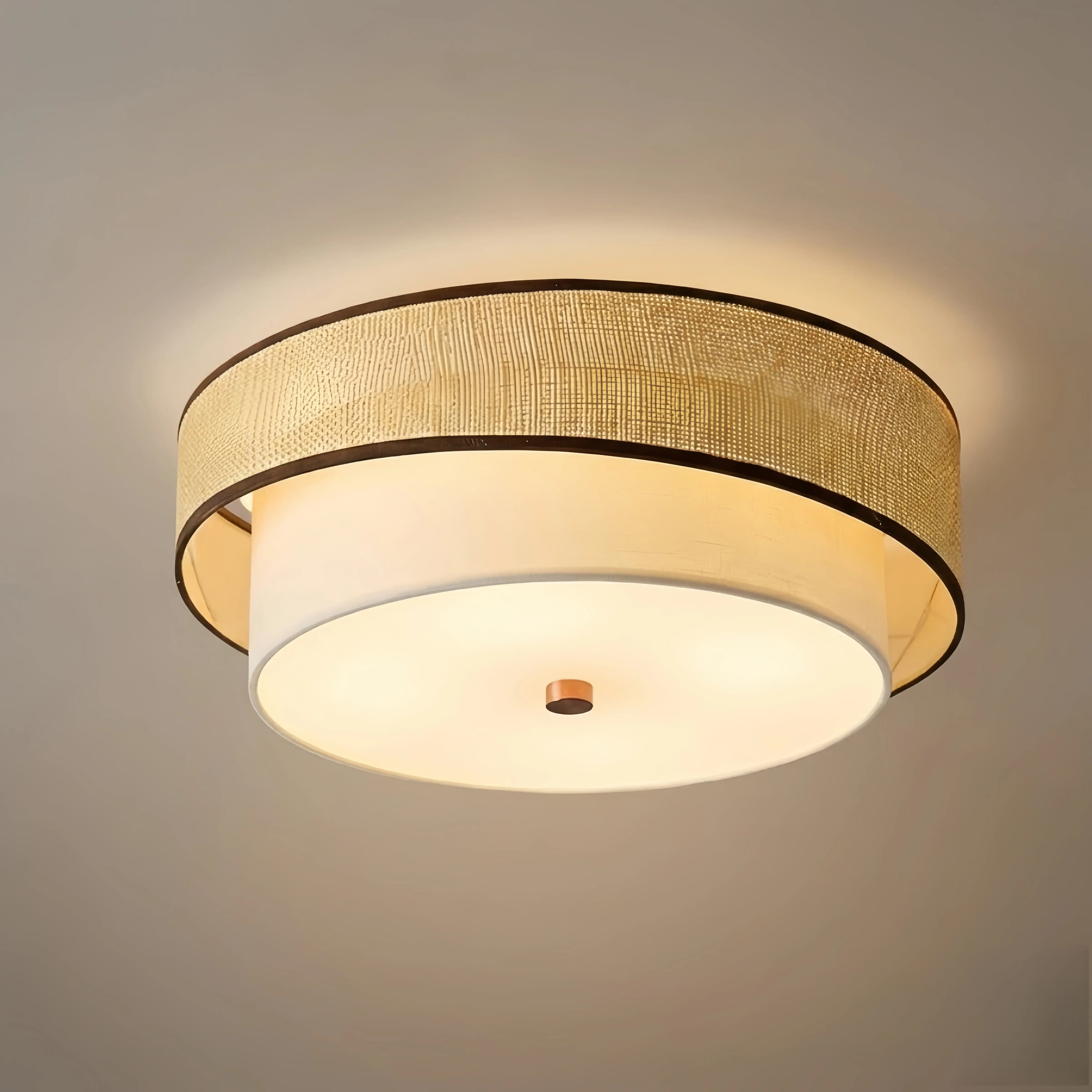 Vivara Natural Rattan & Fabric Ceiling Light