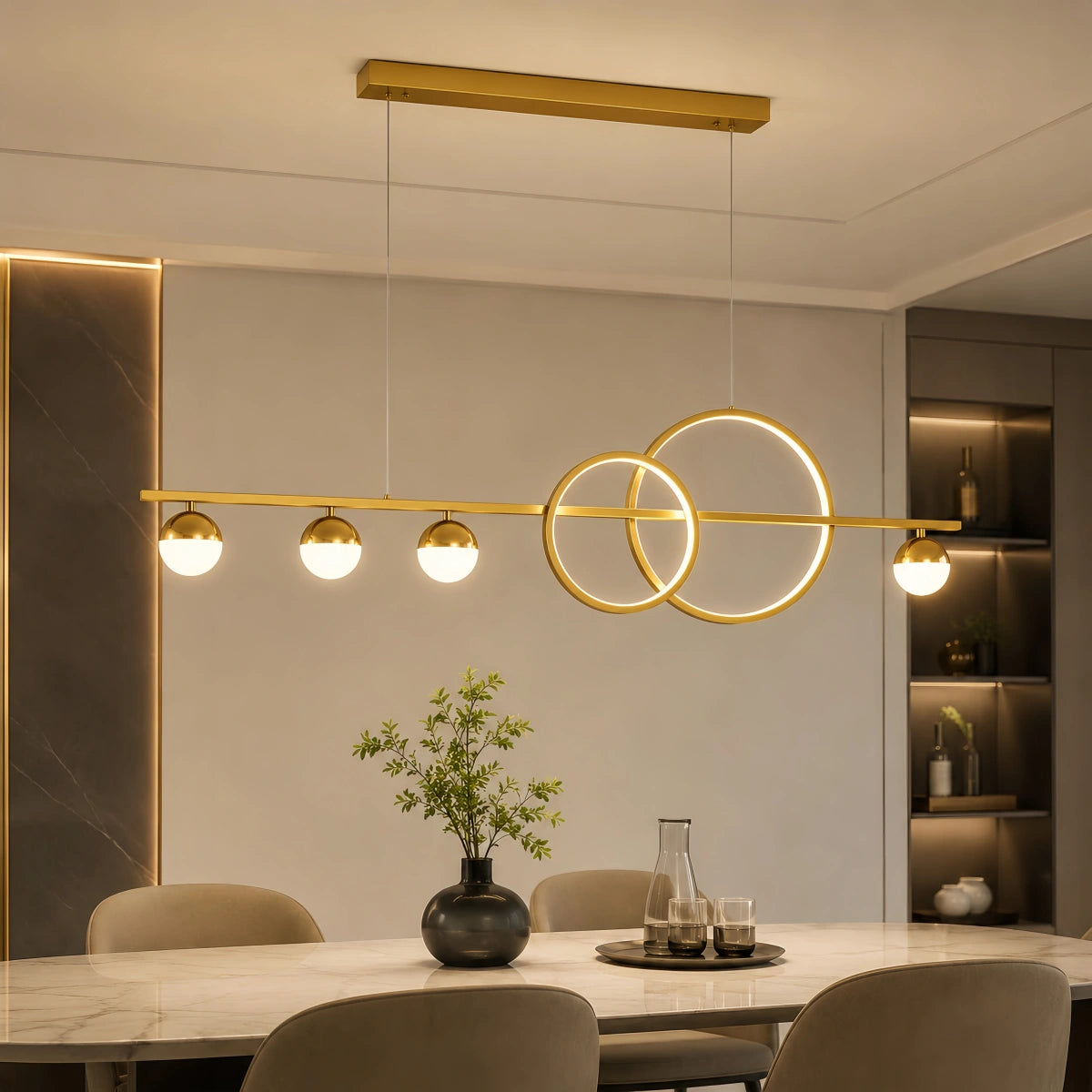 Strata Minimalist Travertine Pendant Light - Yellow Stone for Kitchen Island, Dining Room and Bedroom