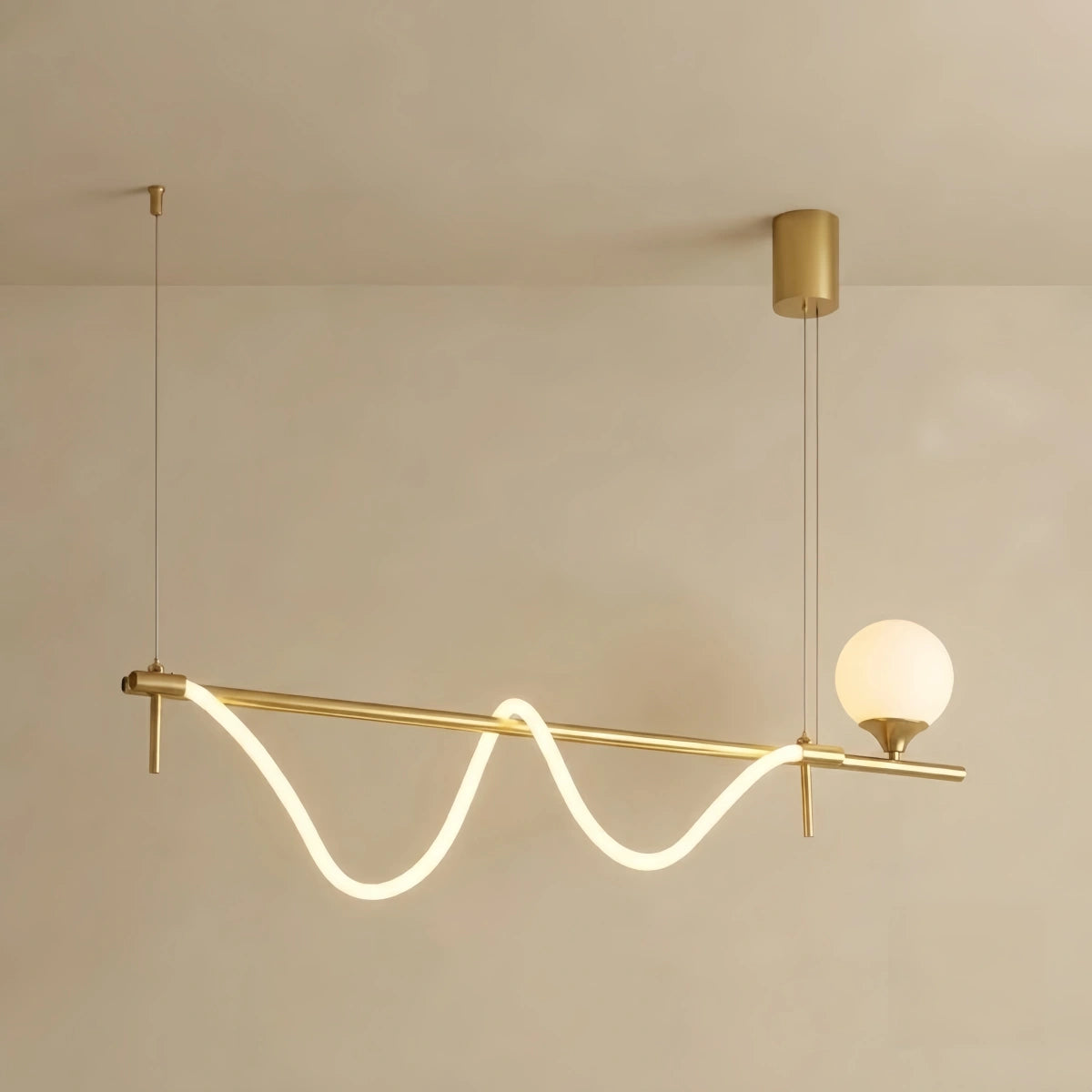 Modern Pendant Light — Metal & Silica Gel Gold Finish for Living Room