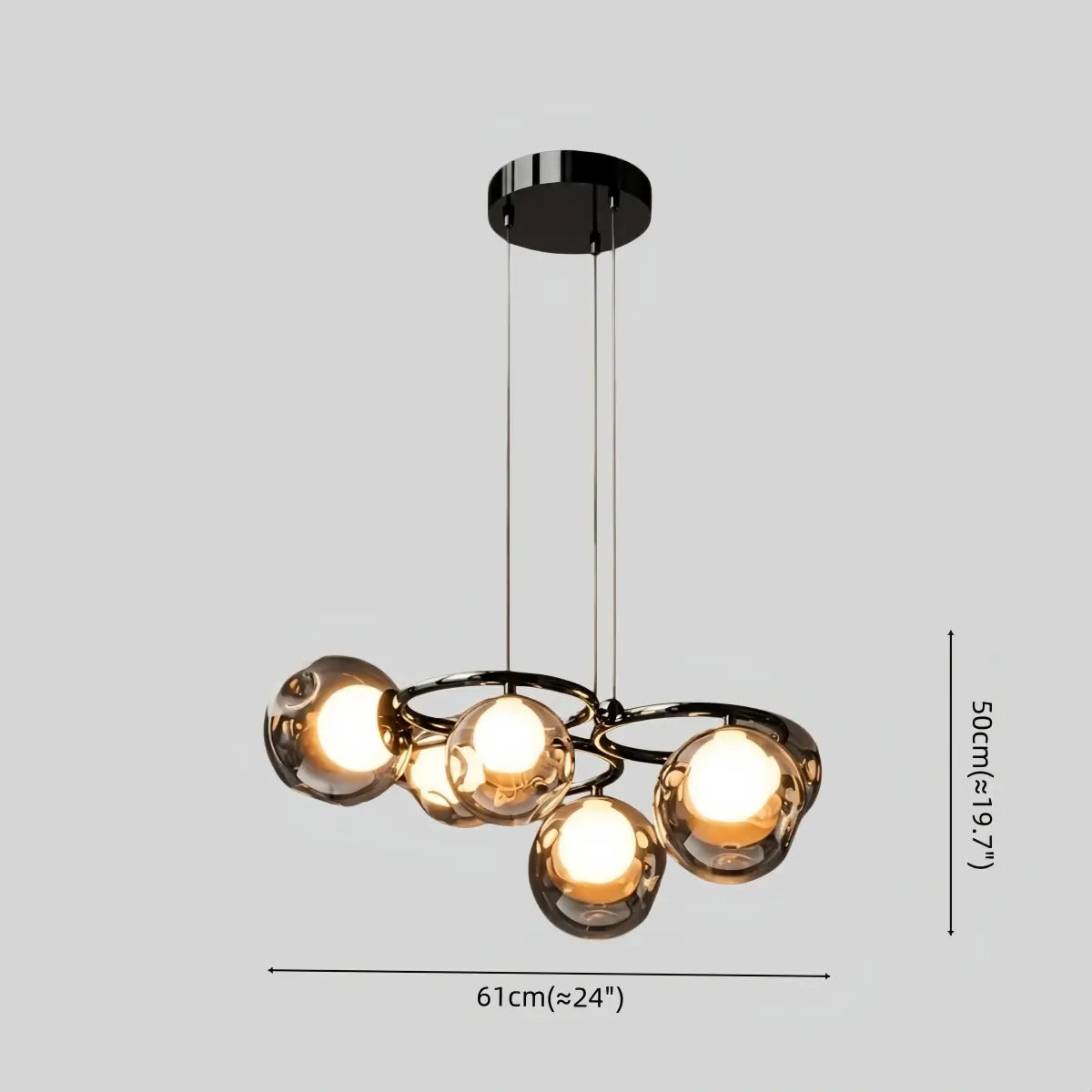 Modern Pendant Light — Iron & Glass Black Smoke Grey