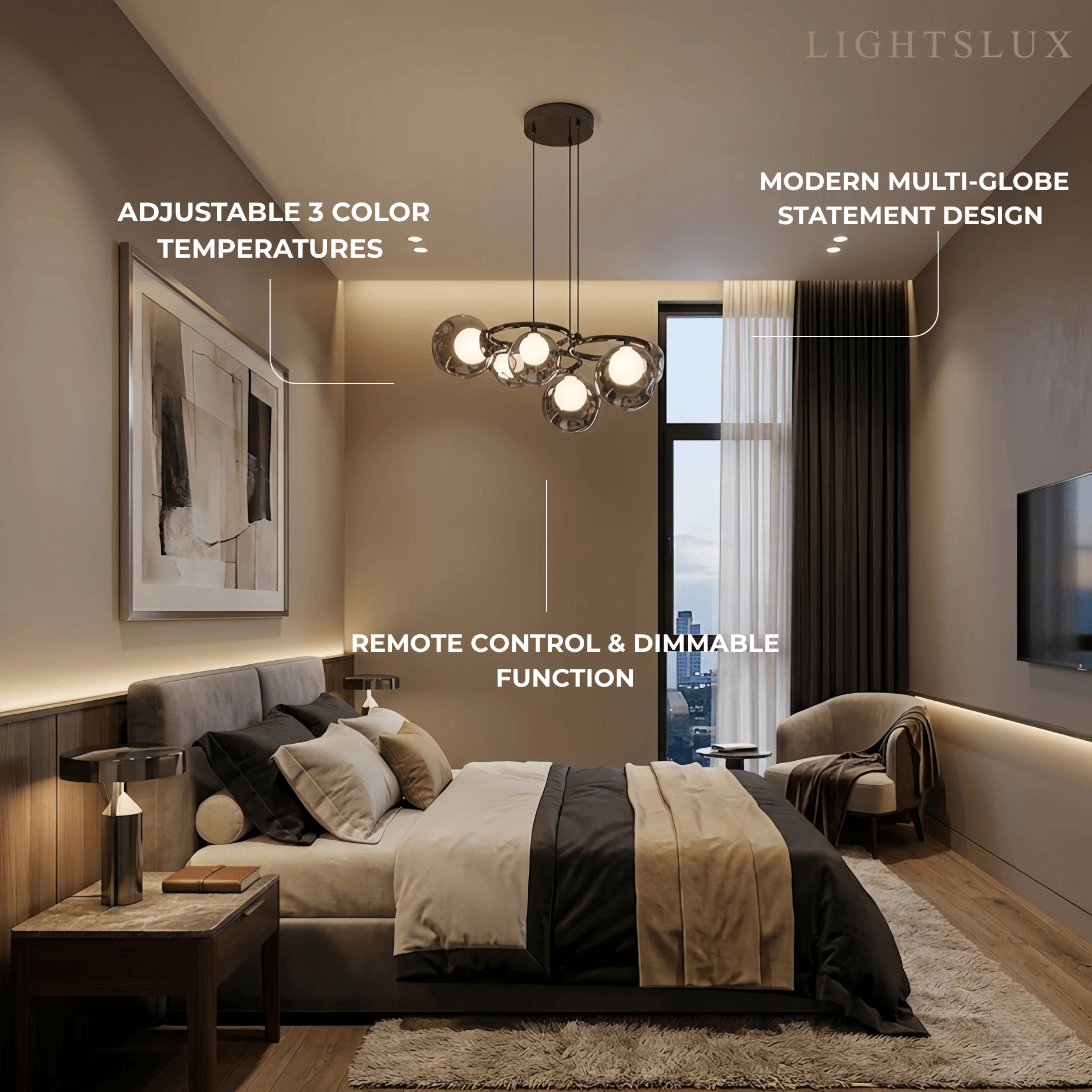 Modern Pendant Light — Iron & Glass Black Smoke Grey