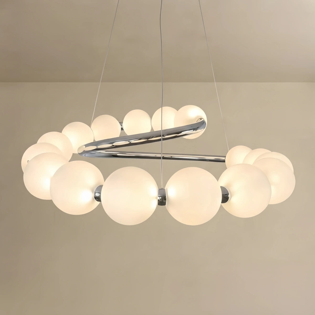 Vivara Modern LED Chandelier – Pearl-Style Chrome for Living Room / Dining Room
