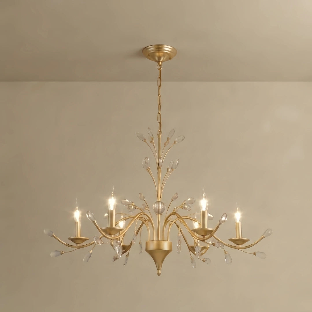 Chandelier – Gold Crystal for Living Room