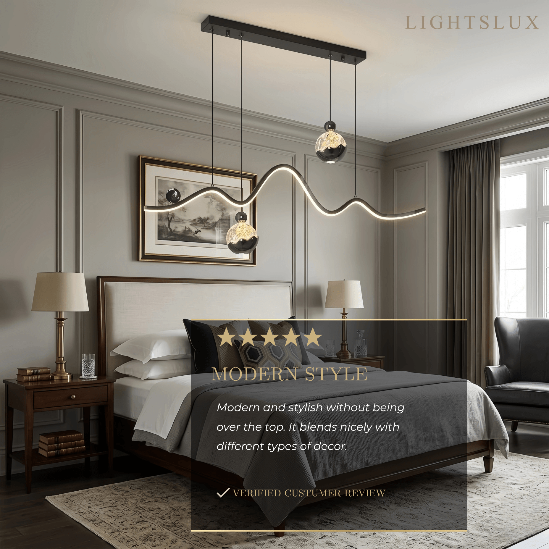 Modern Pendant Light — Iron & Aluminum Glossy Black