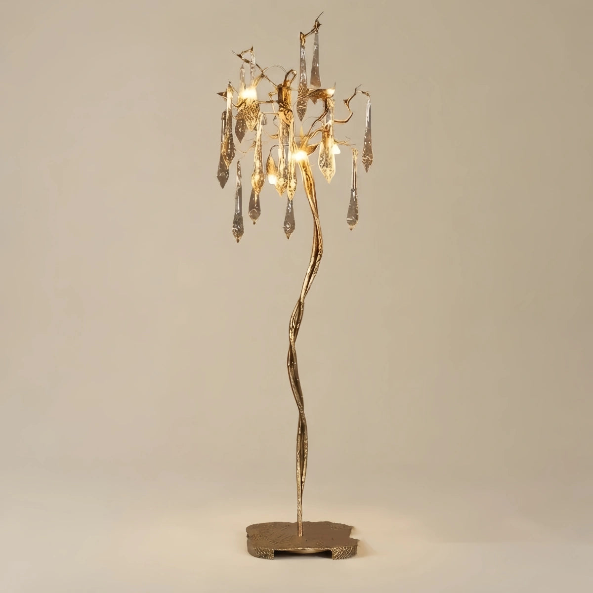 Excelis Luxury Floor Lamp – Gold Brass Crystal Droplet Branch for Living Room / Bedroom