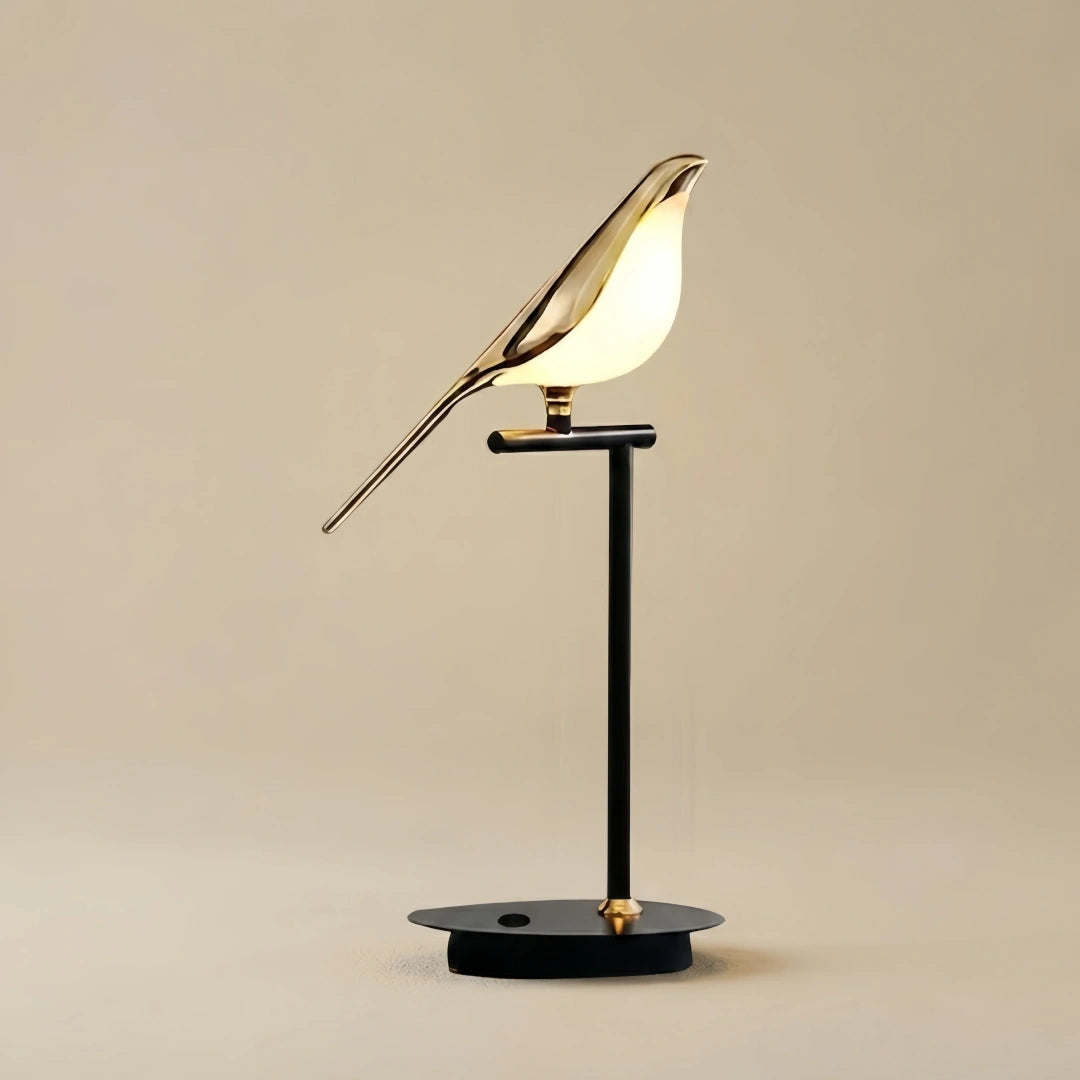 Bird Table Lamp -- Adjustable Black & Gold for Bedroom Living Room