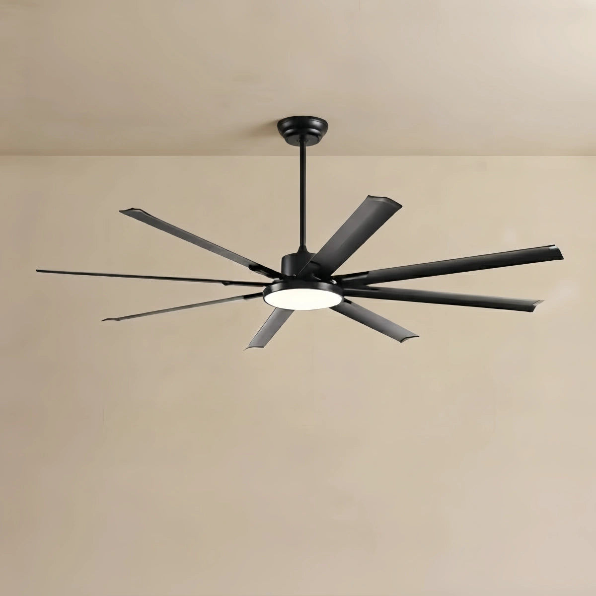 Vivara Minimalist Ceiling Fan Light — Black Metal Blades with Integrated LED for Living Room
