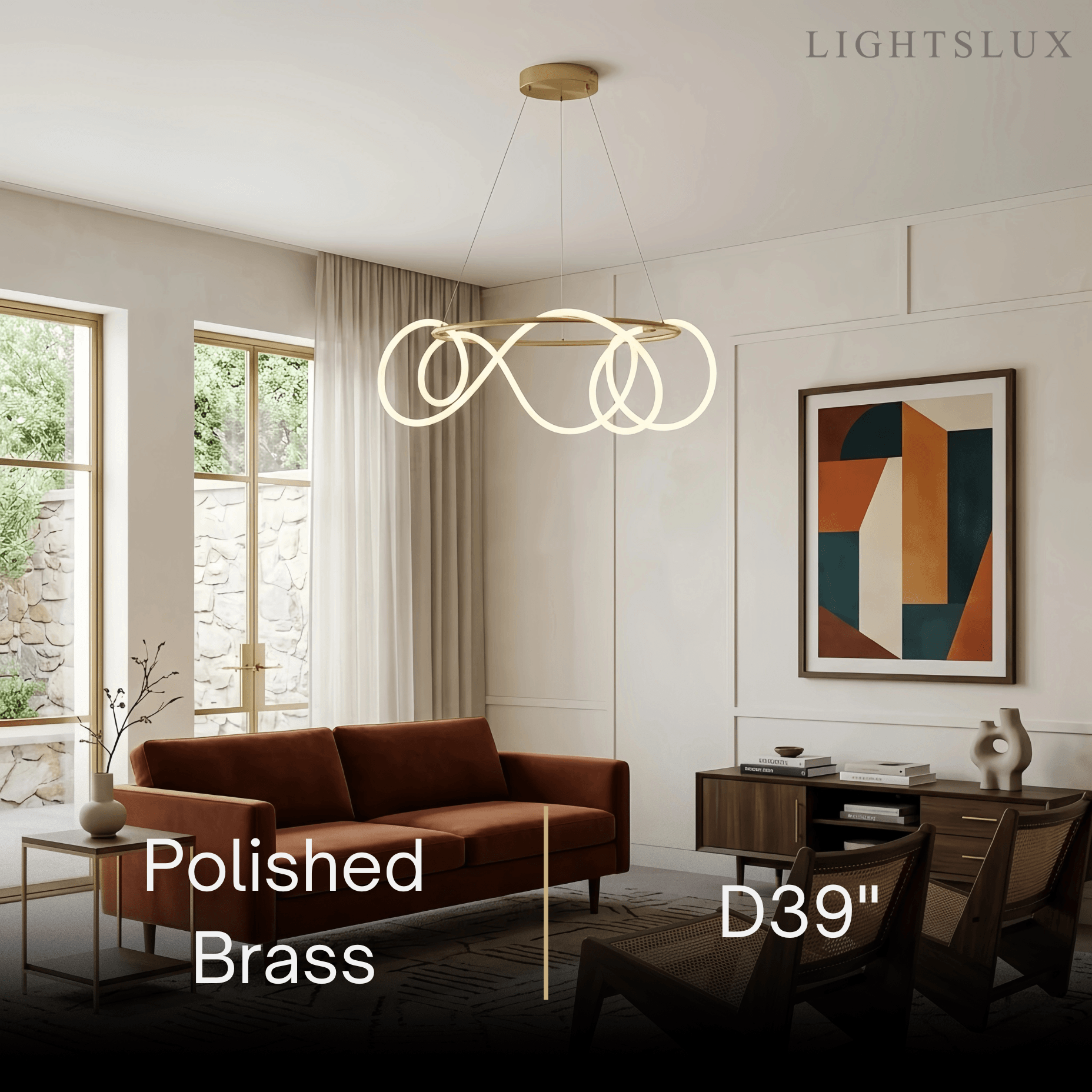 Arcato Minimalist Rope-Wrap Circular Chandelier