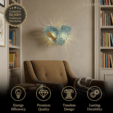 Art Deco Peacock Glass Wall Lamp -- Gold Frame