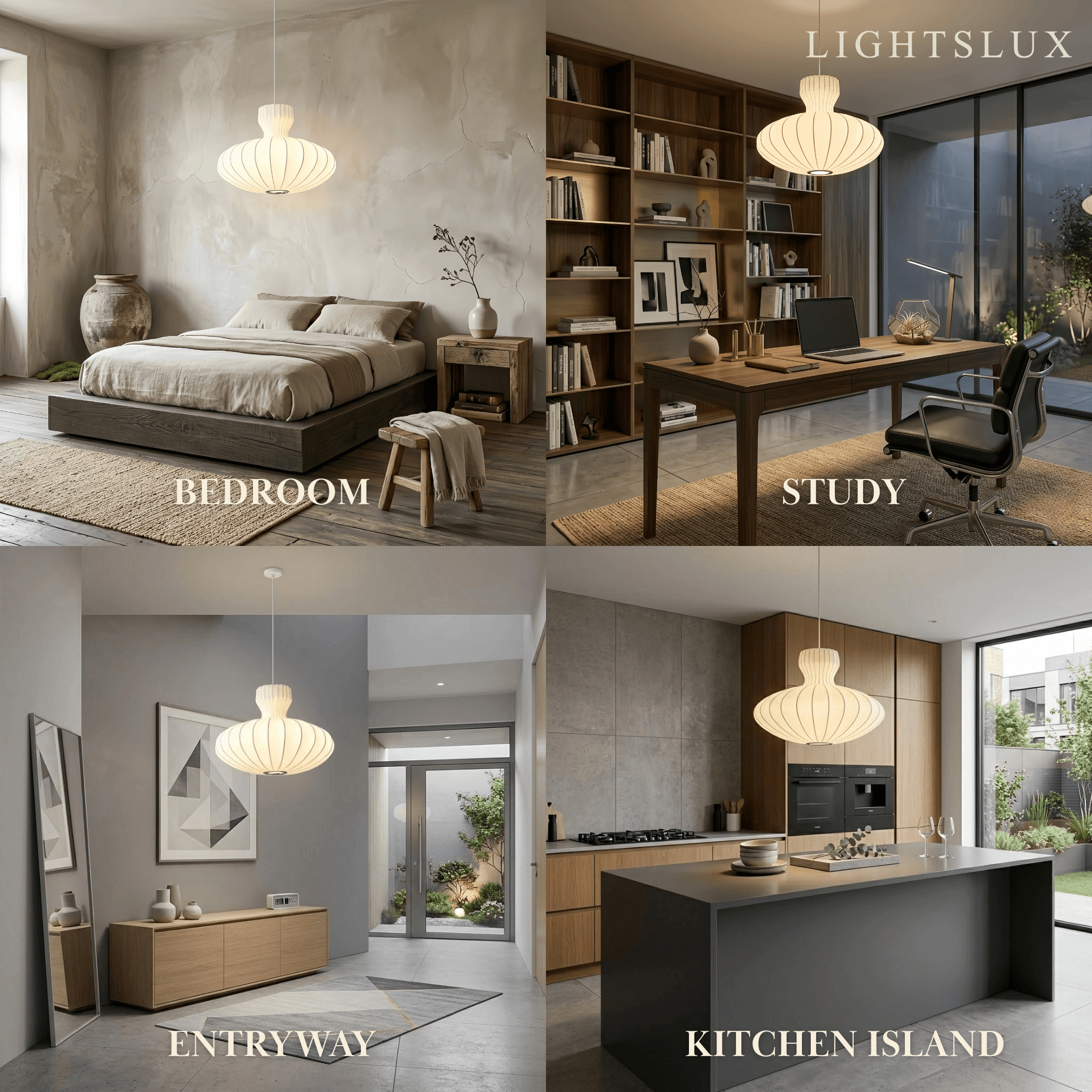 Crema Minimalist Silk Pendant Light – White