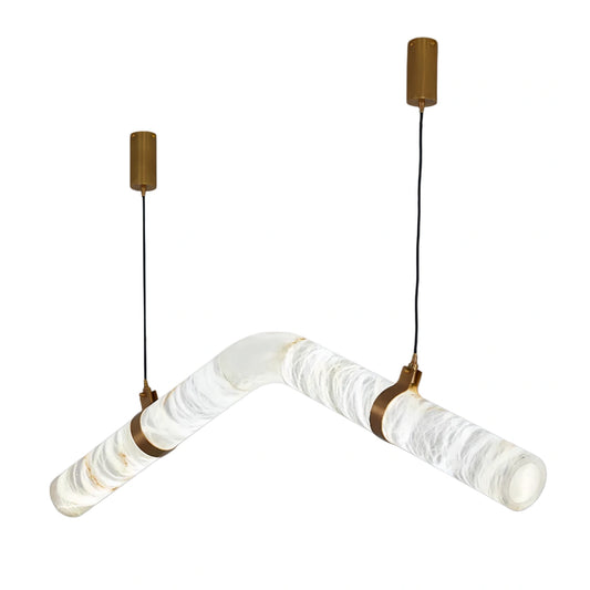 Contemporary NCurved Alabaster Pendant Light -- White