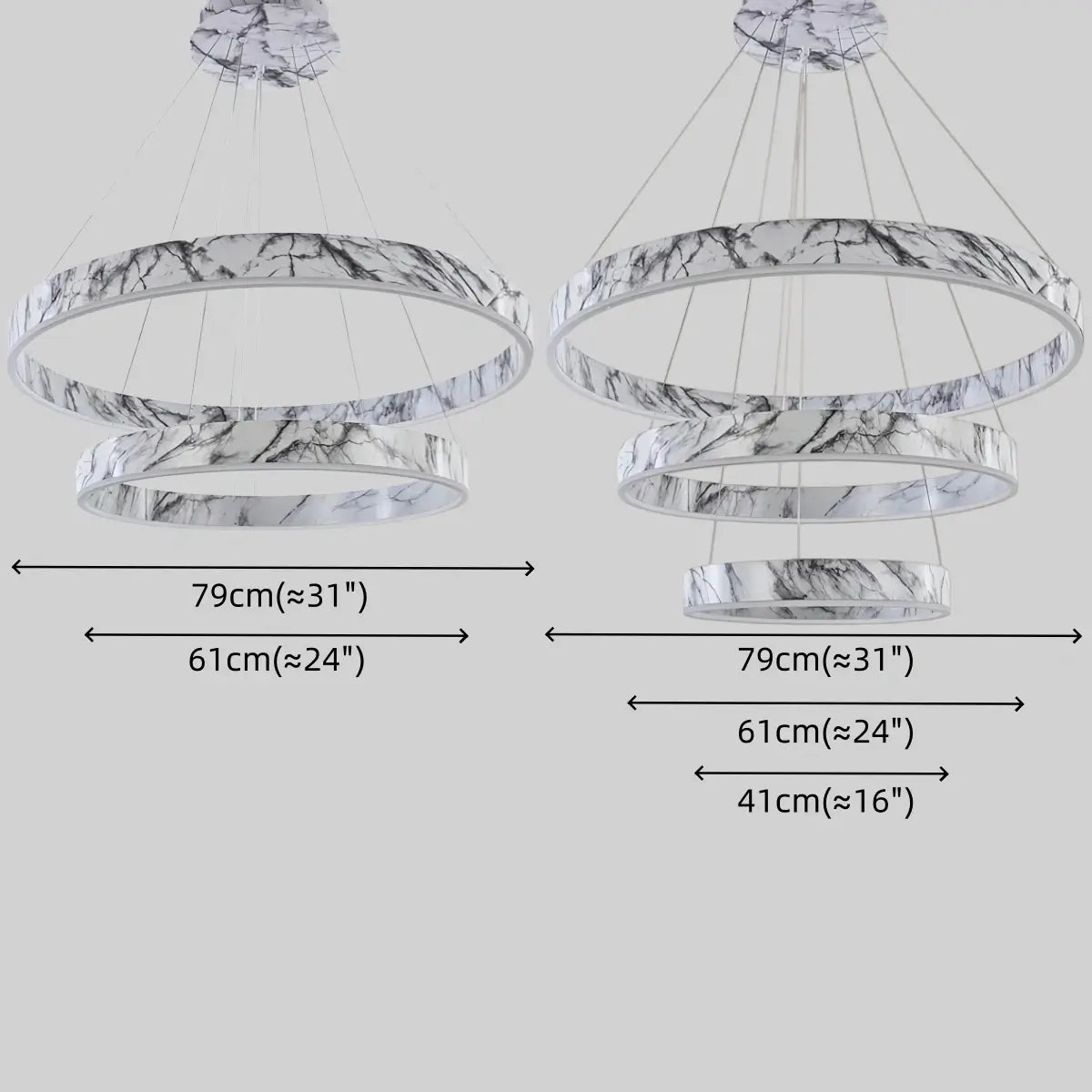 Contemporary Tiered Circular Chandelier -- Marble