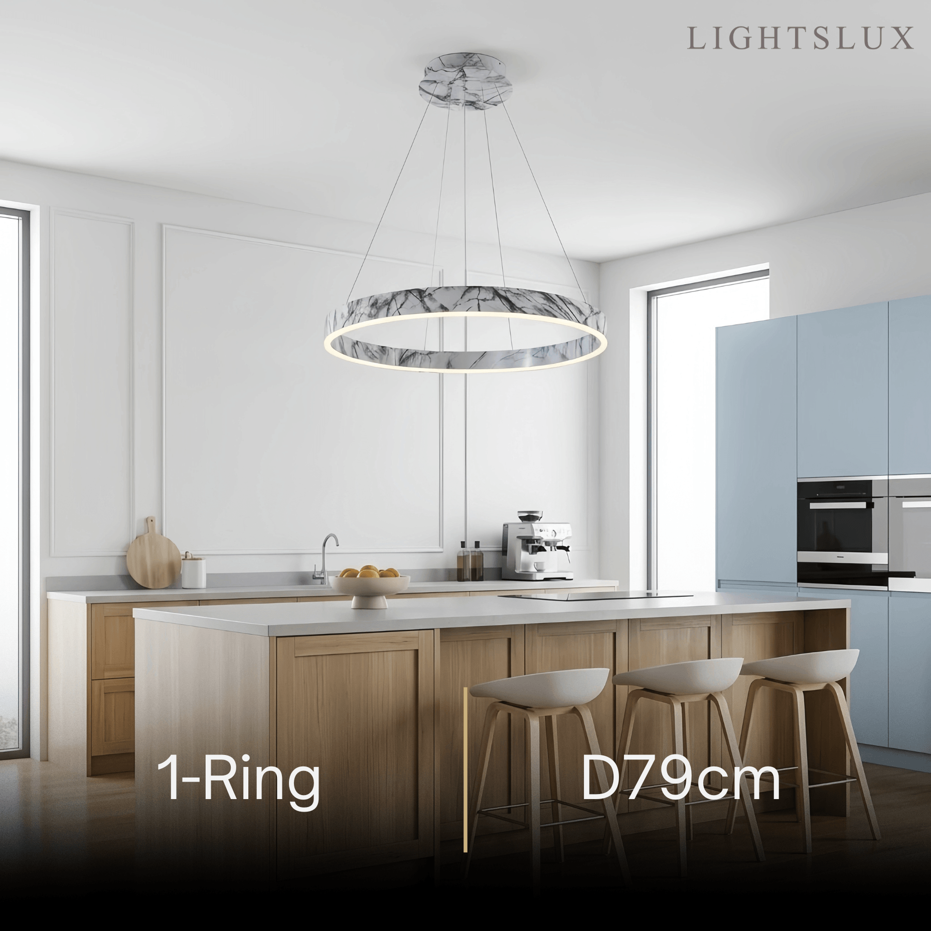 Contemporary Tiered Circular Chandelier -- Marble