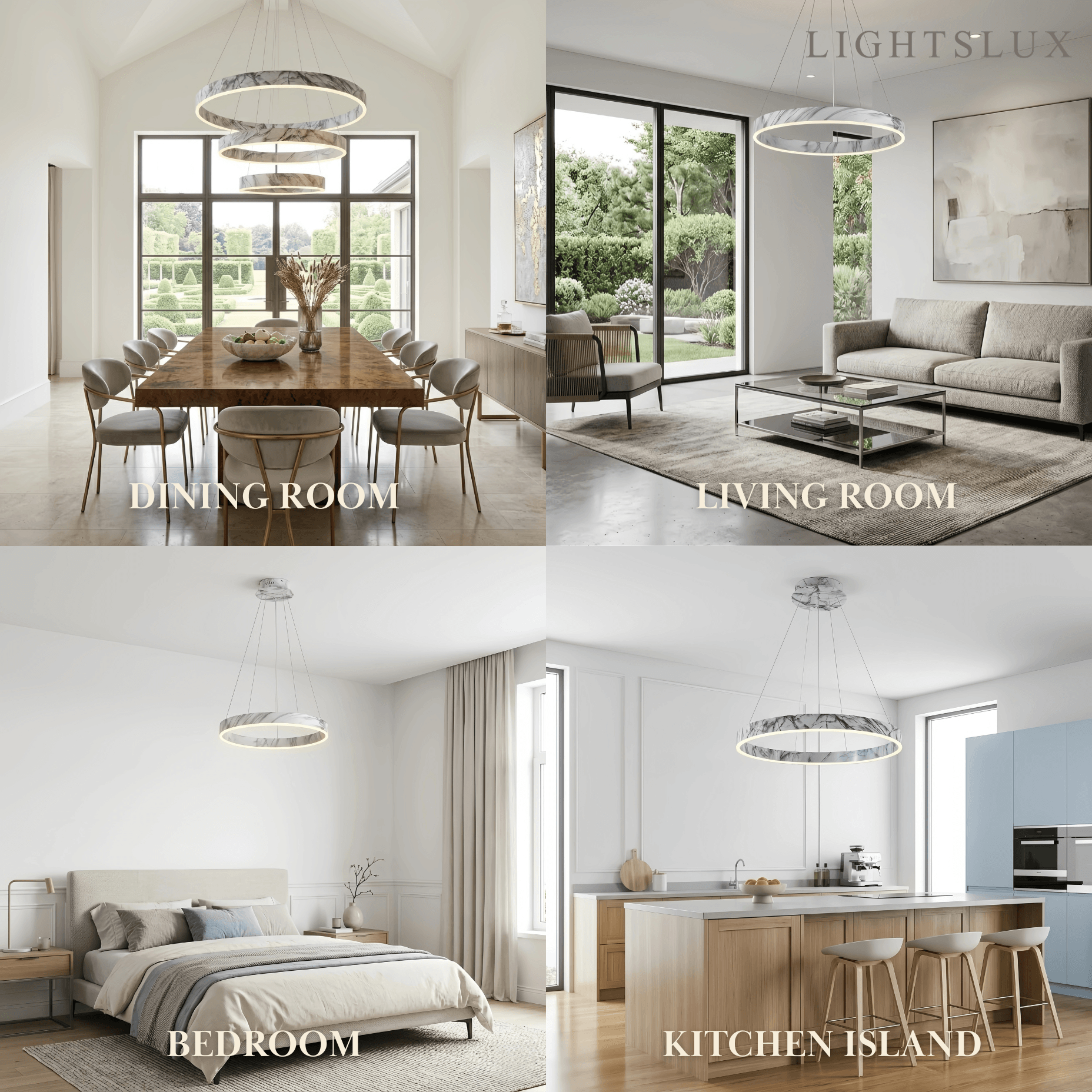 Contemporary Tiered Circular Chandelier -- Marble