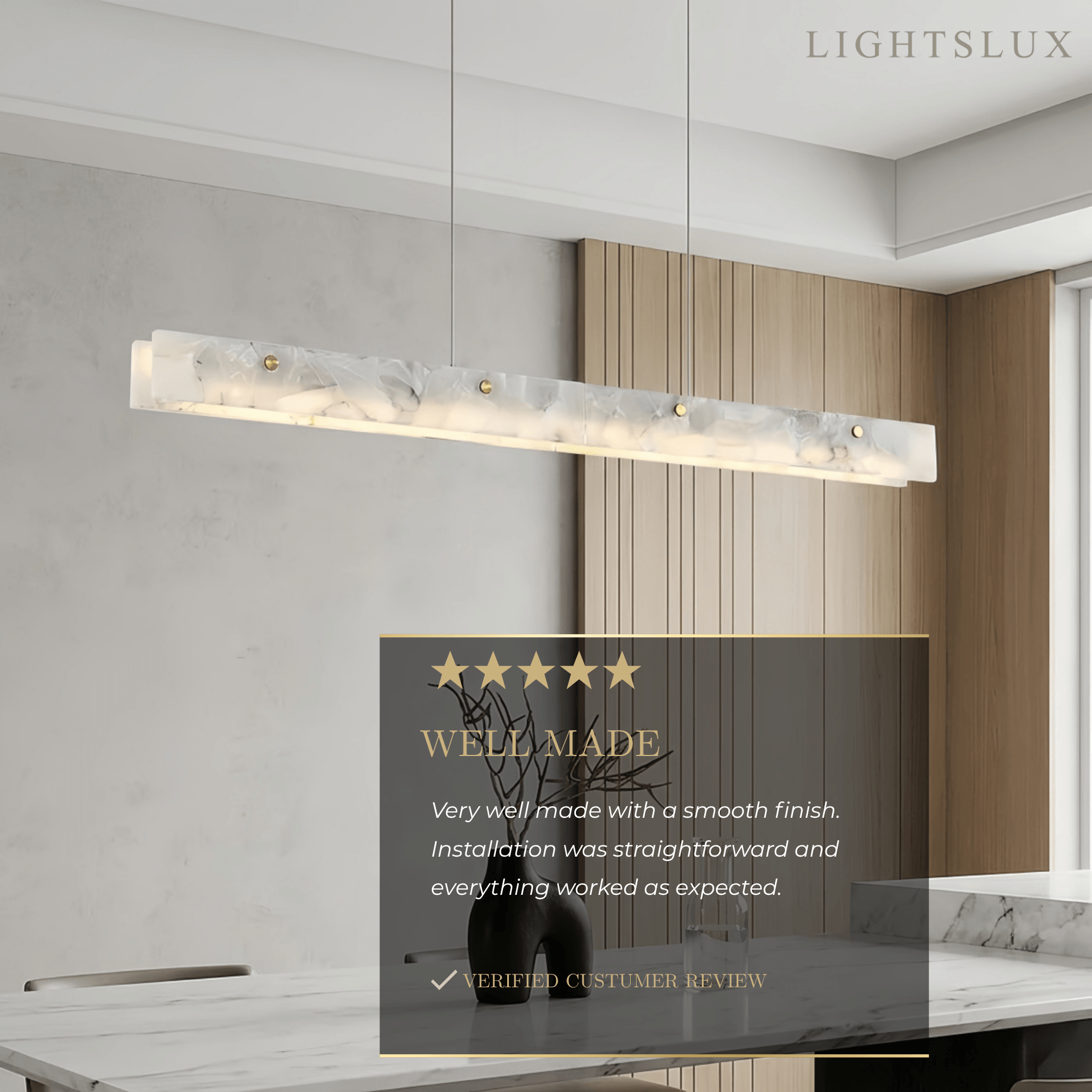 Alba Modern Alabaster Linear Pendant Light